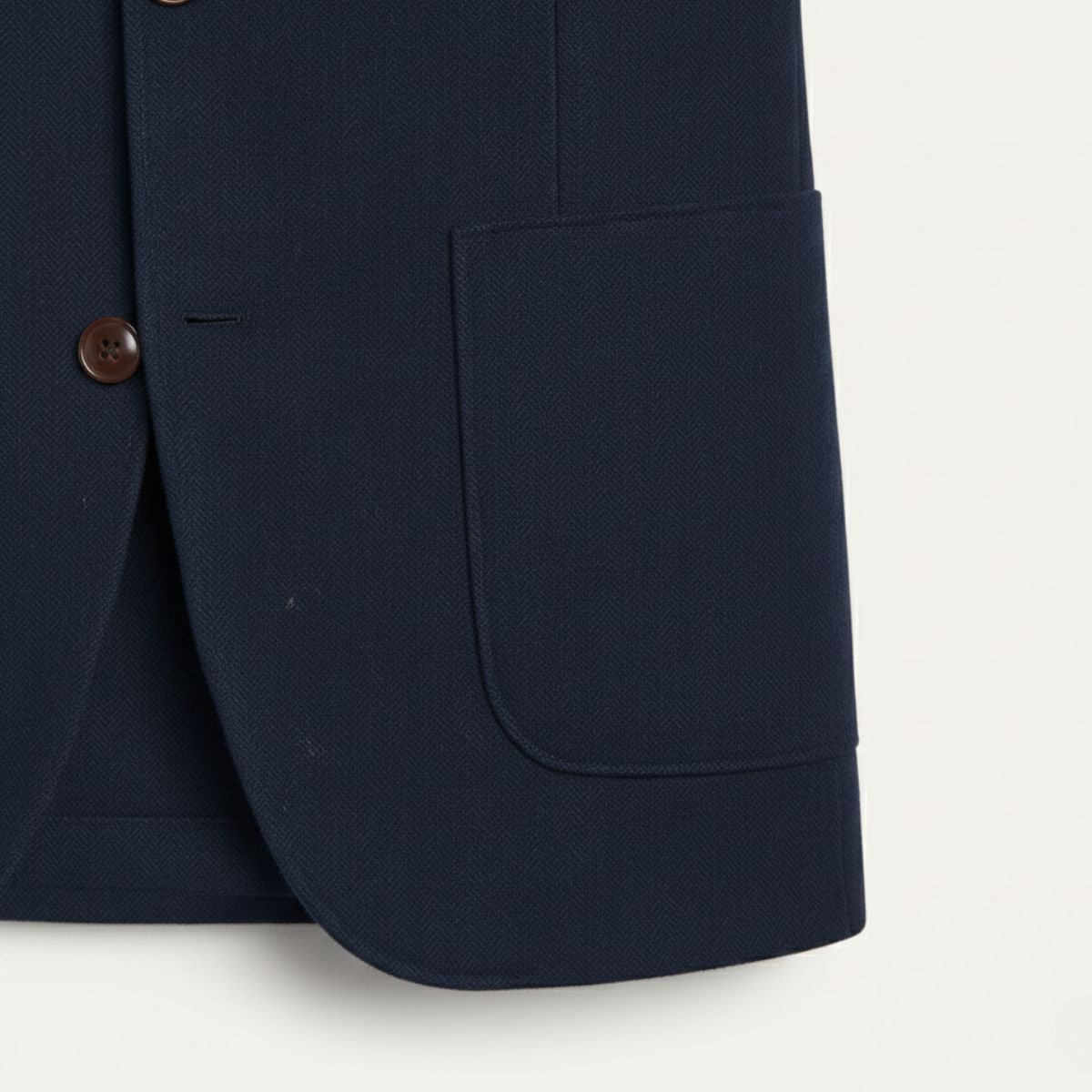 Evan | Men's Navy Herringbone Wool Blazer Single Breasted