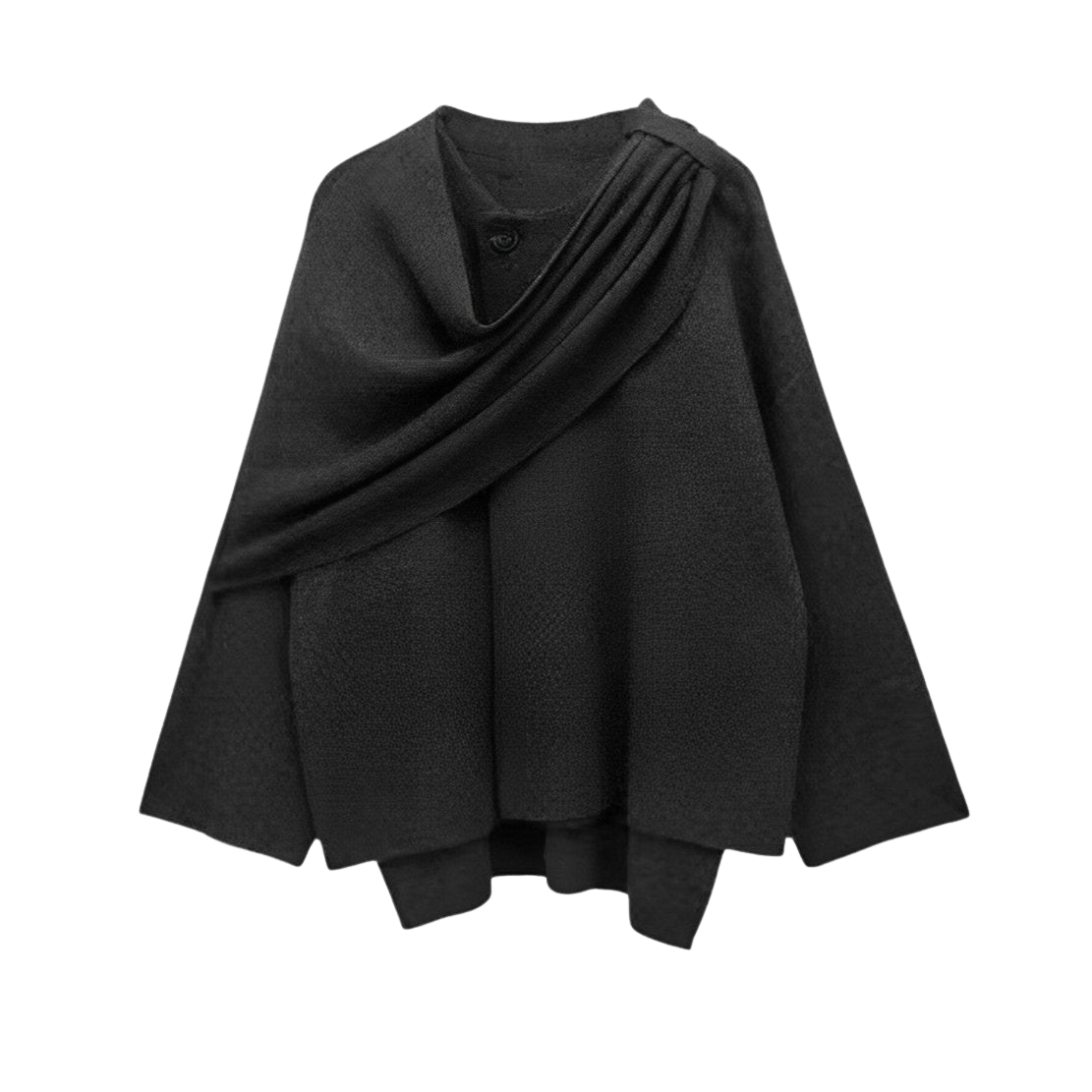 Ada | Women's Wool Cowl Neck Cape Black Long Sleeve