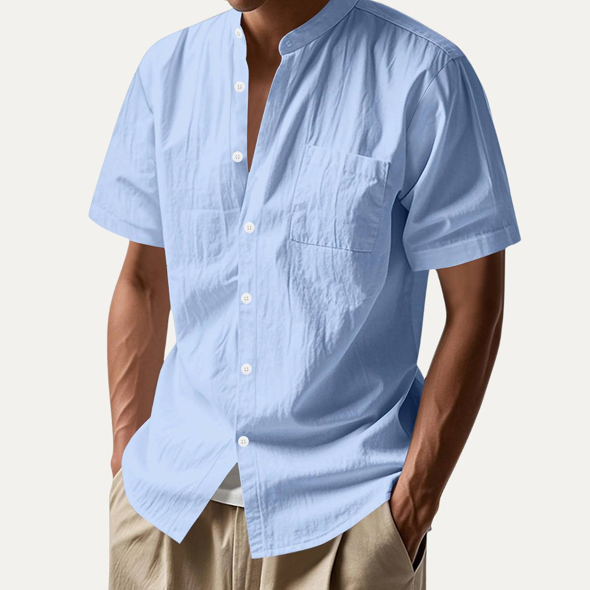 Blake | Men's Casual Short Sleeve Button Up Shirt Light Blue