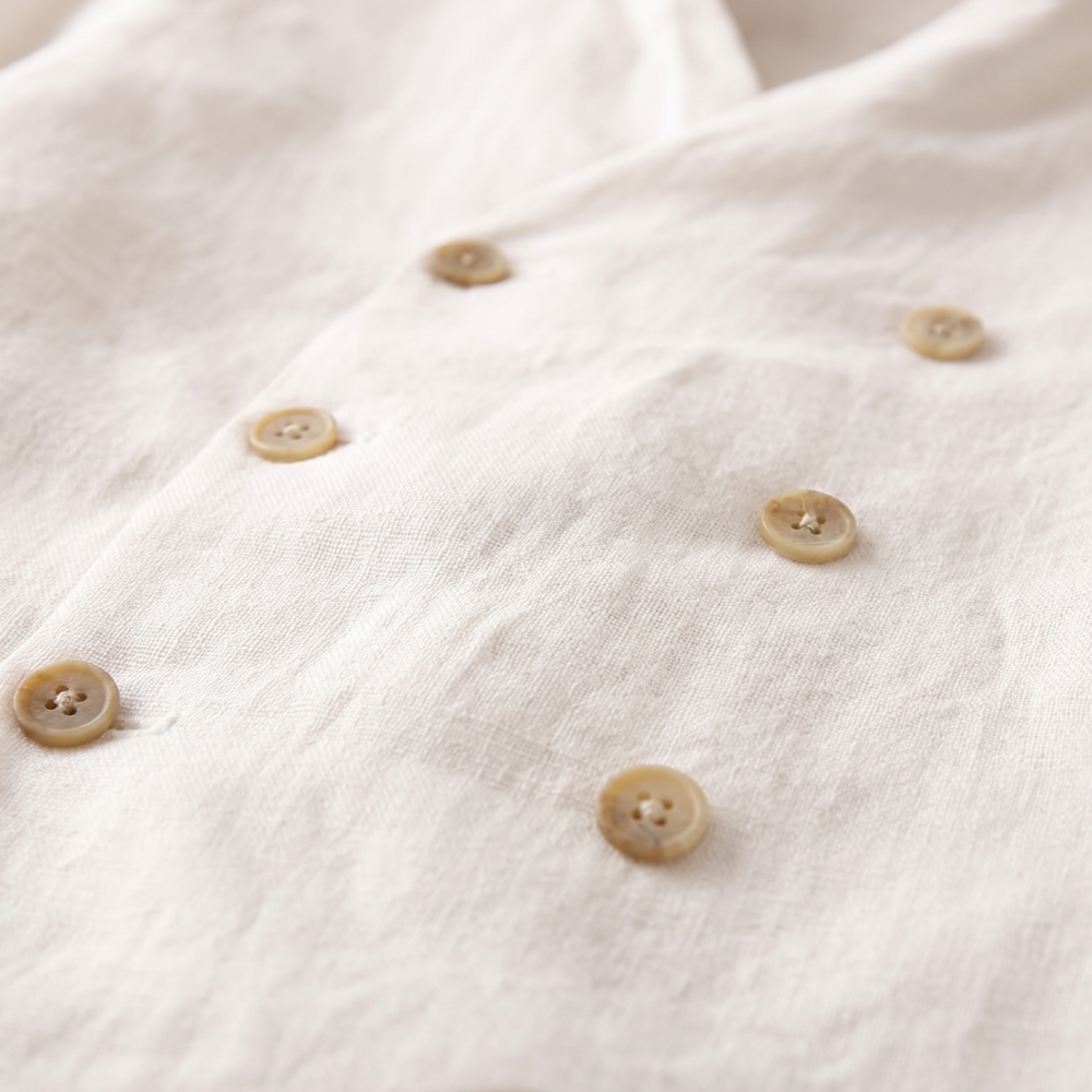 Dama Washington Sage men's double breasted linen shirt cream long sleeve - view 9