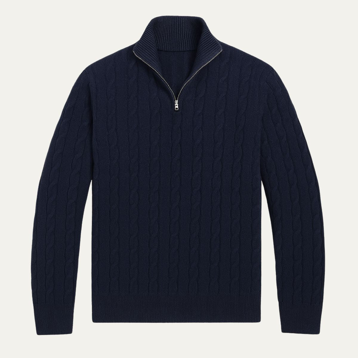 Voss | Men's Cable Knit Quarter Zip Sweater Navy