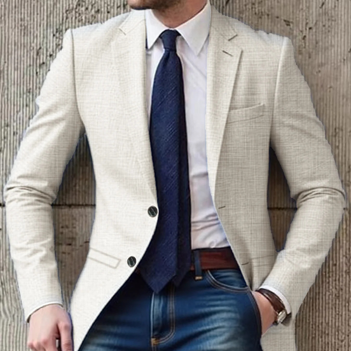 Bram | Men's Smart Casual Slim Fit Blazer Cream