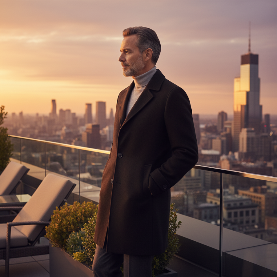 Callum | Men's Smart Casual Overcoat Brown