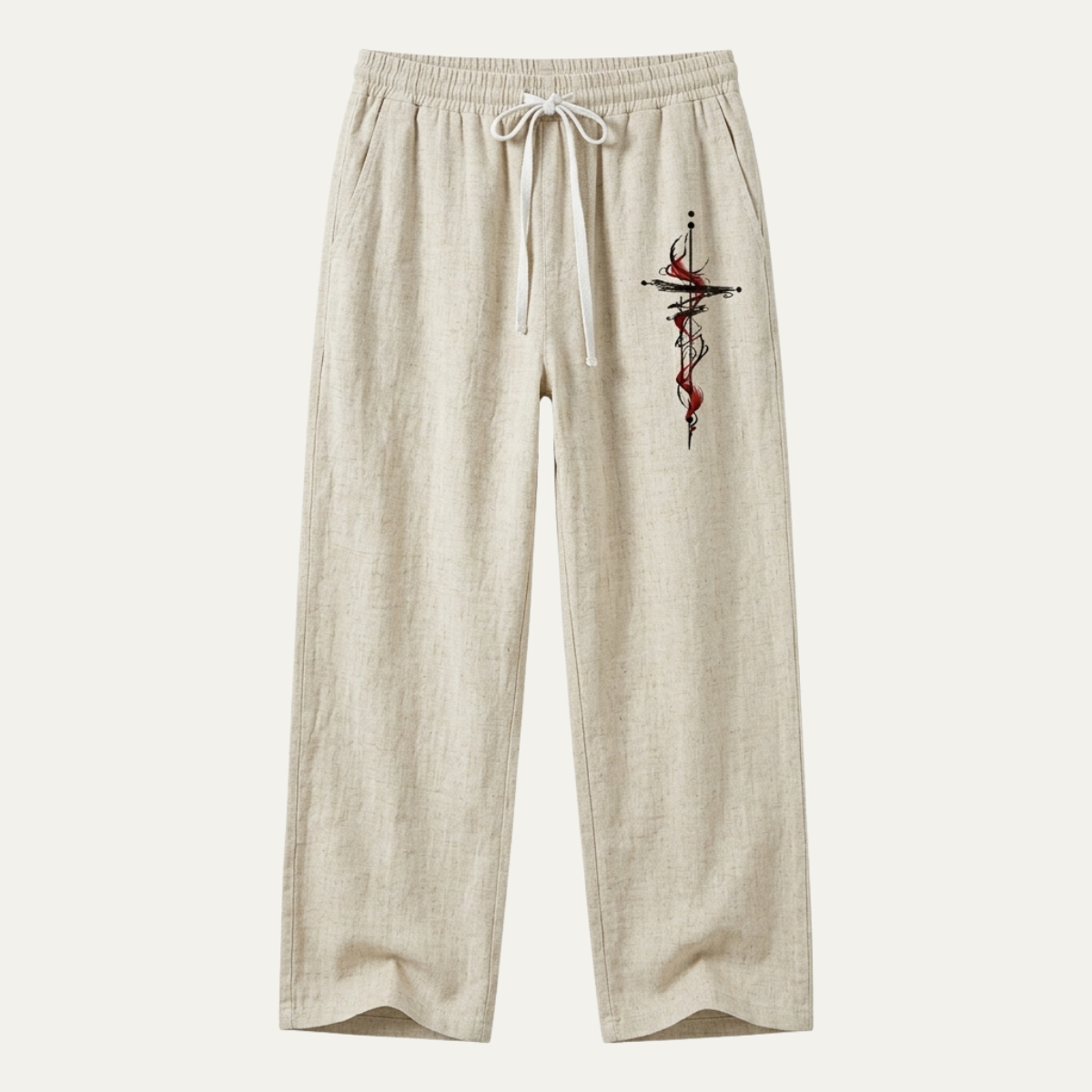 Ash | Men's Linen Pants Light Blue Drawstring Relaxed Fit
