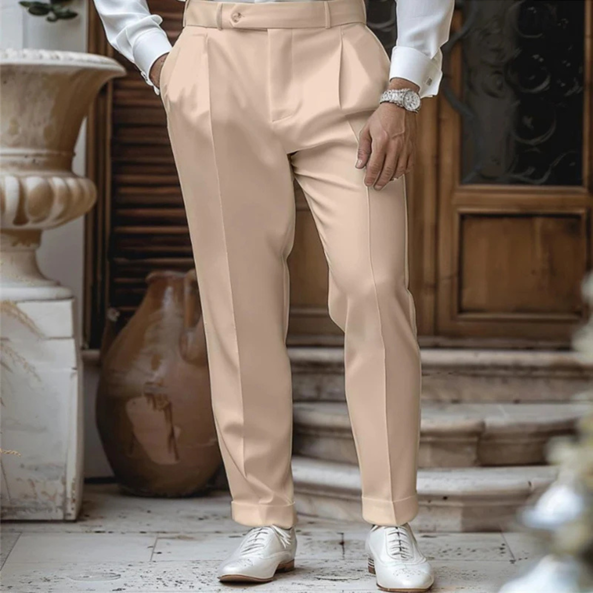 Callum | Men's Pleated Dress Pants Black Straight Fit