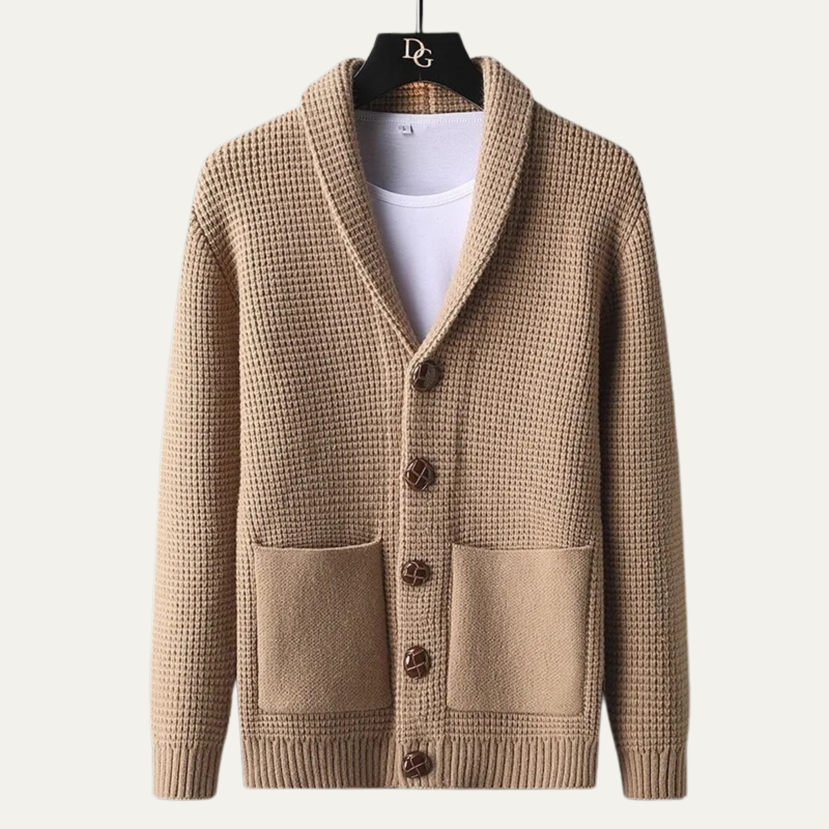 Bram | Men's Shawl Collar Cardigan Light Blue Knit Button Up