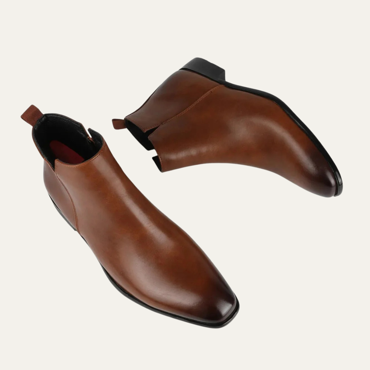 Ezra | Men's Black Leather Chelsea Ankle Boots Zip