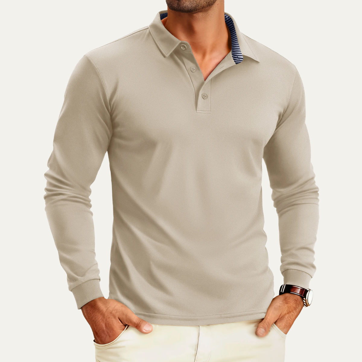 Sage | Men's Long Sleeve Polo Shirt Olive Green