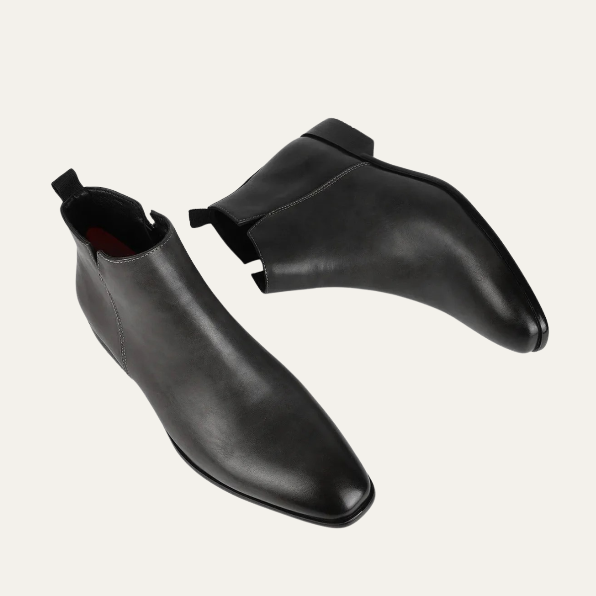 Ezra | Men's Black Leather Chelsea Ankle Boots Zip