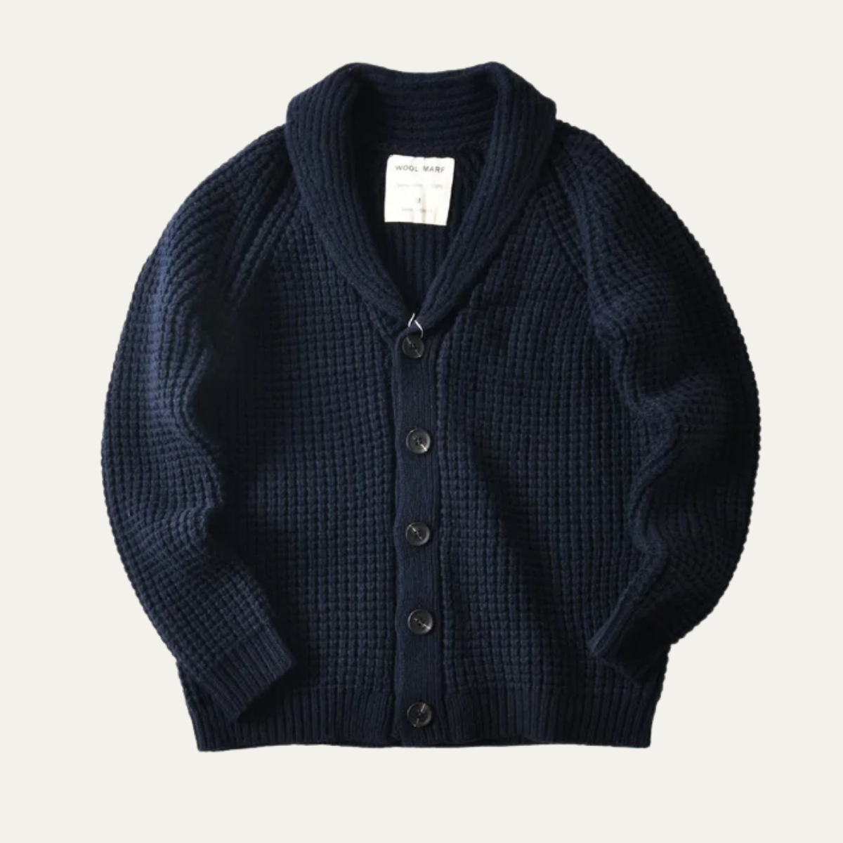 Bram | Men's Cardigan Navy Waffle Knit Button Front