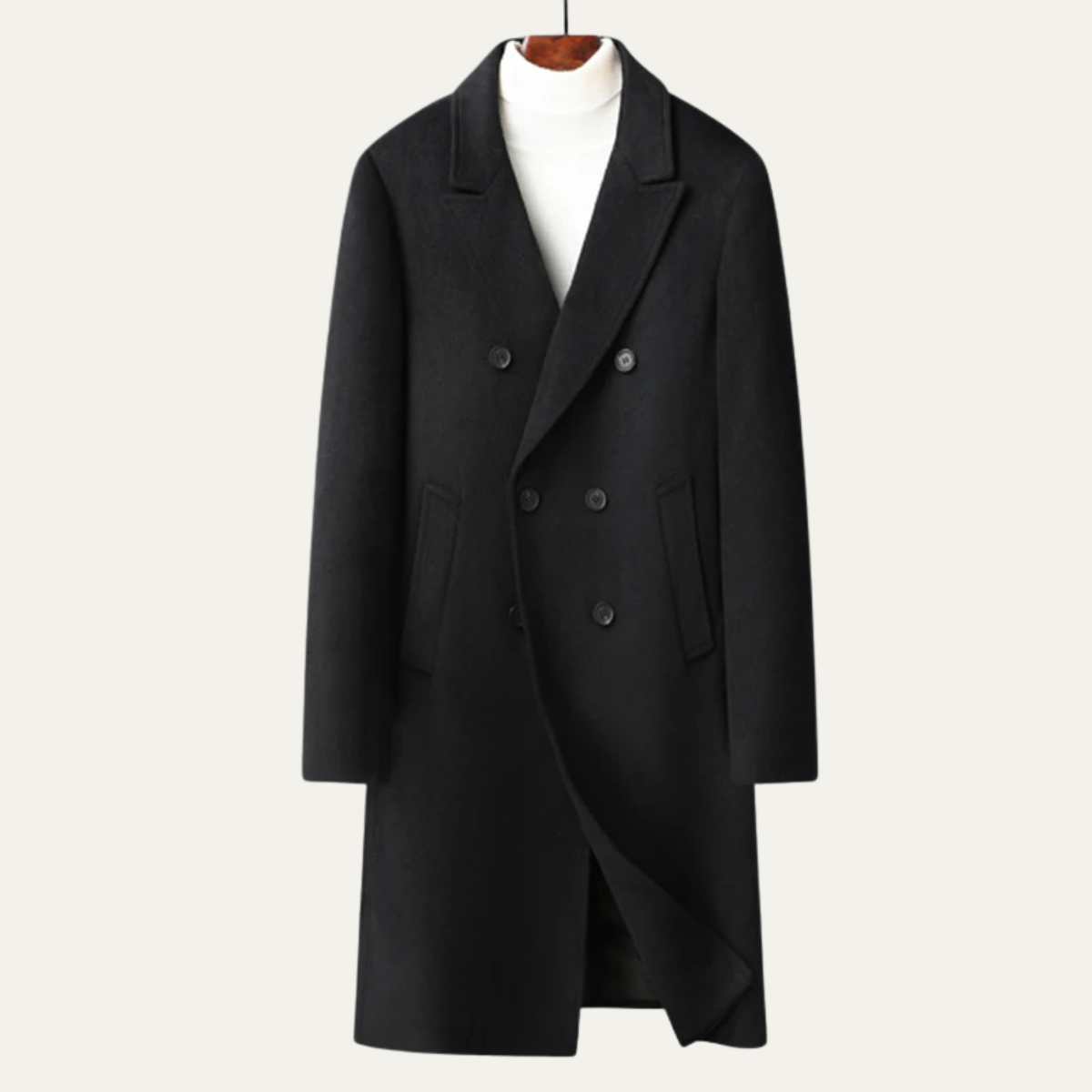 Bram | Men's Double Breasted Wool Coat Gray Long