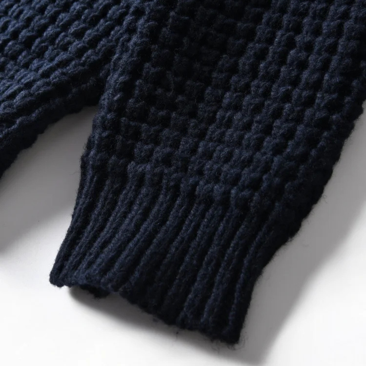 Bram | Men's Cardigan Navy Waffle Knit Button Front