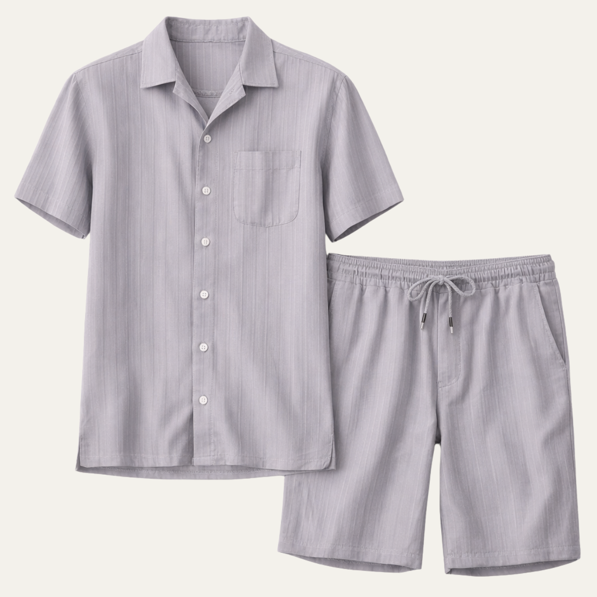 Axel | Men's Sweatsuit Gray Ribbed Short Sleeve Casual