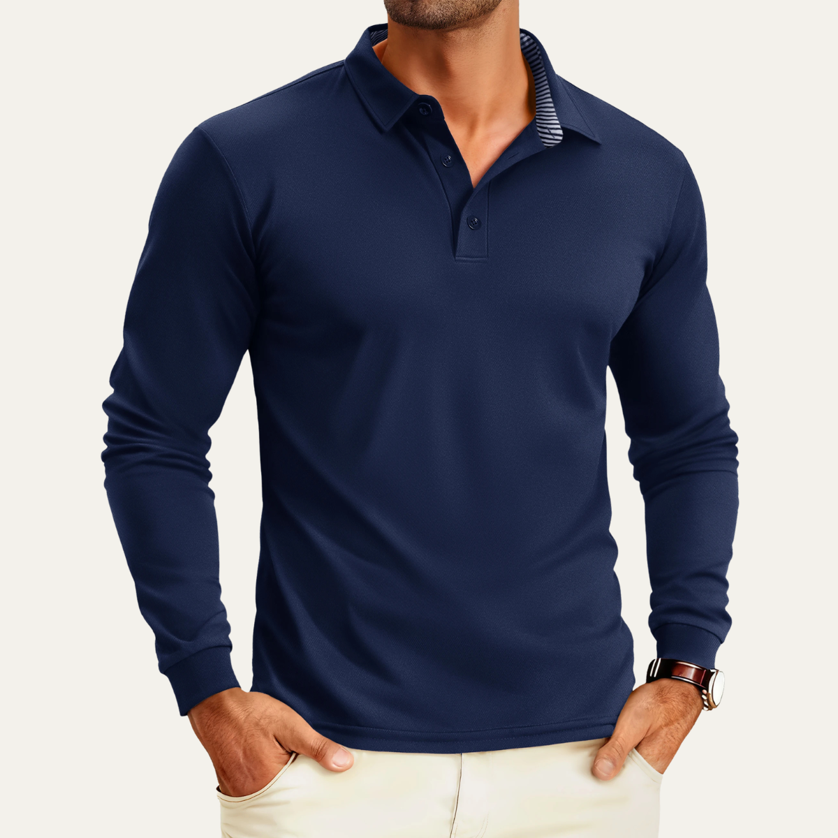 Axel | Men's Long Sleeve Polo Shirt Navy