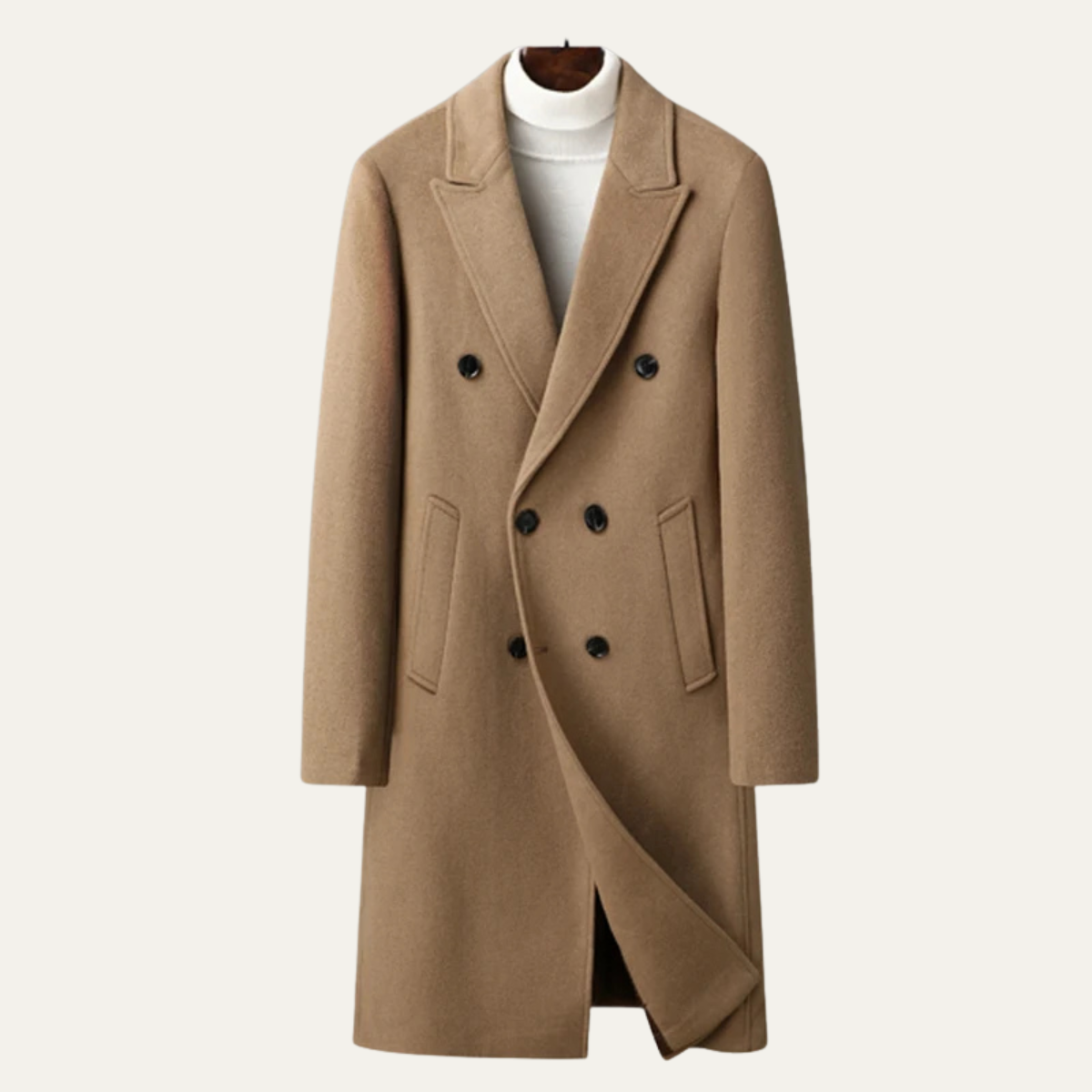 Bram | Men's Double Breasted Wool Coat Gray Long