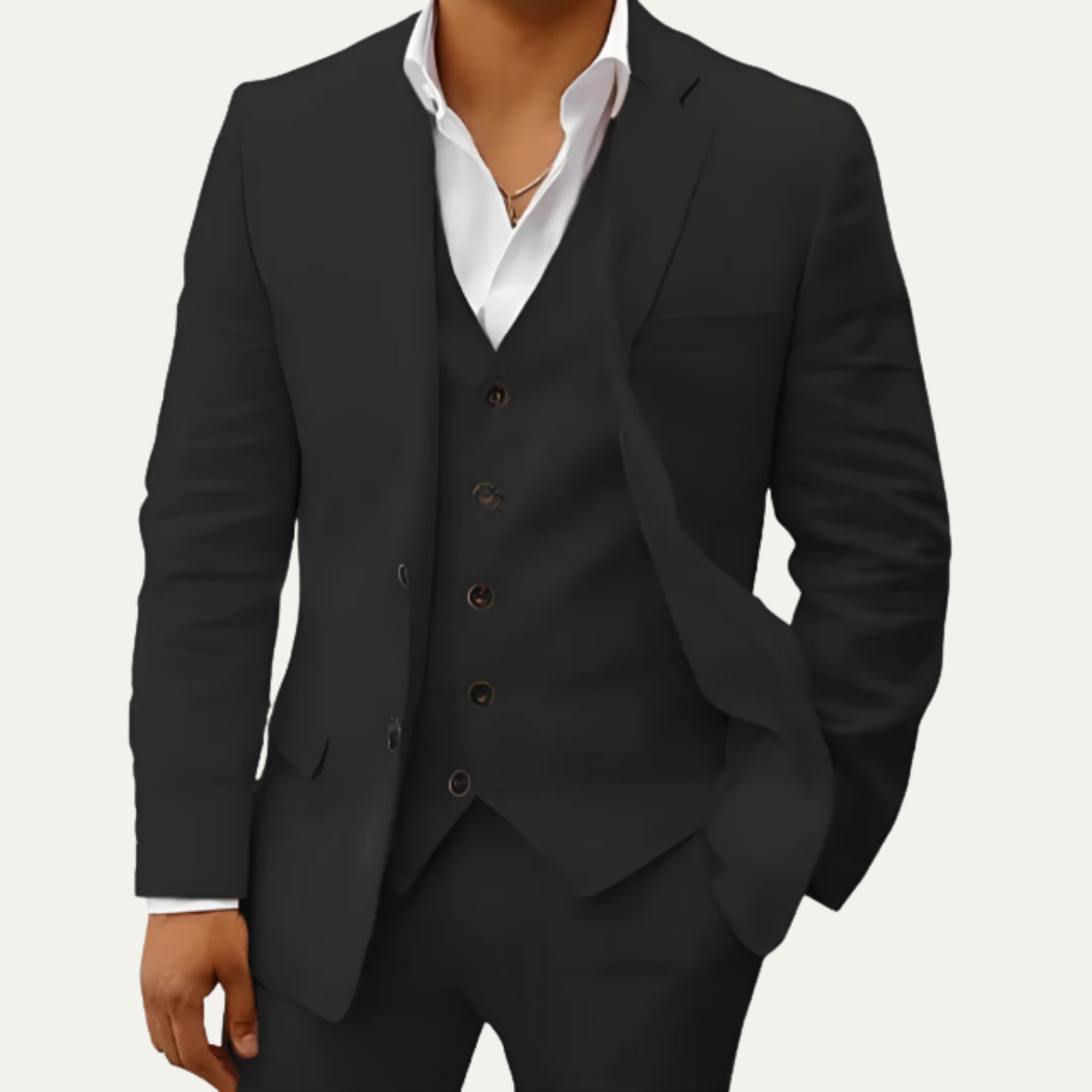 Tate | Men's Three Piece Suit Camel Tailored Blazer Vest Pants