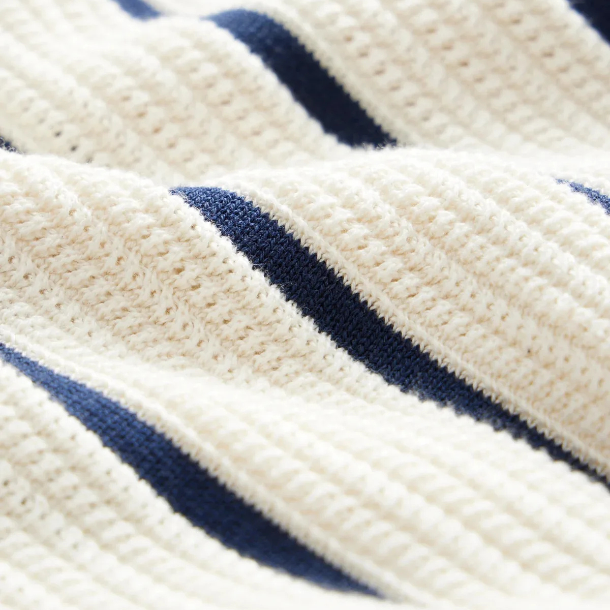 Bram | Men's Smart Casual Striped Knit Polo Shirt Cream Navy