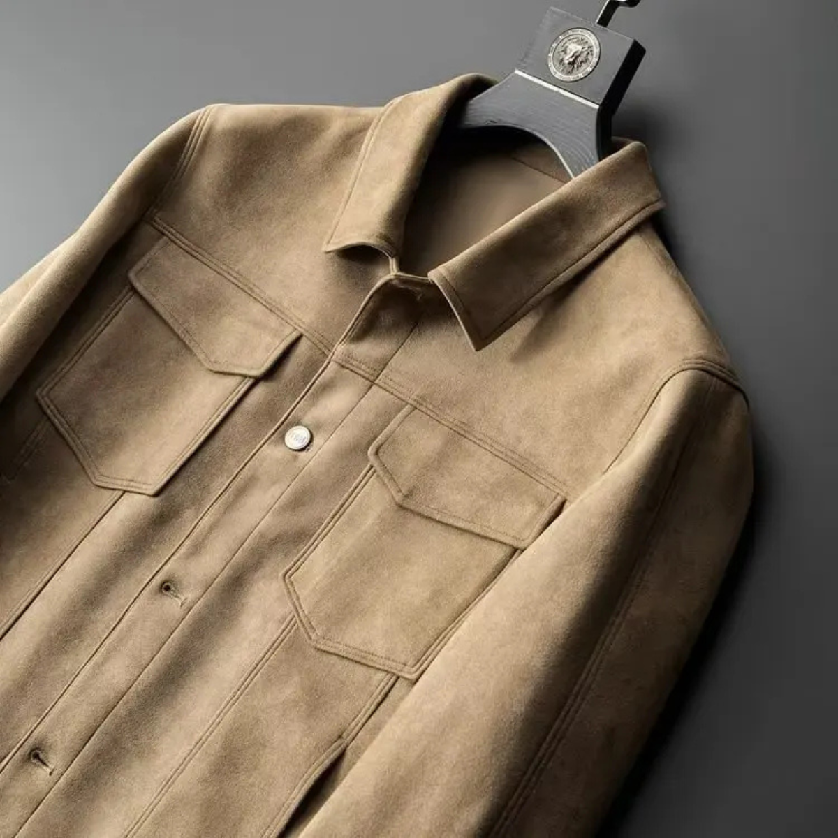 Beau | Men's Suede Trucker Jacket Beige