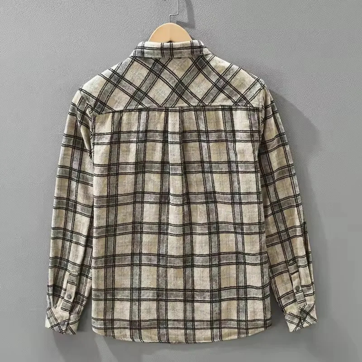 Ash | Men's Vintage Plaid Flannel Shirt Cream Black