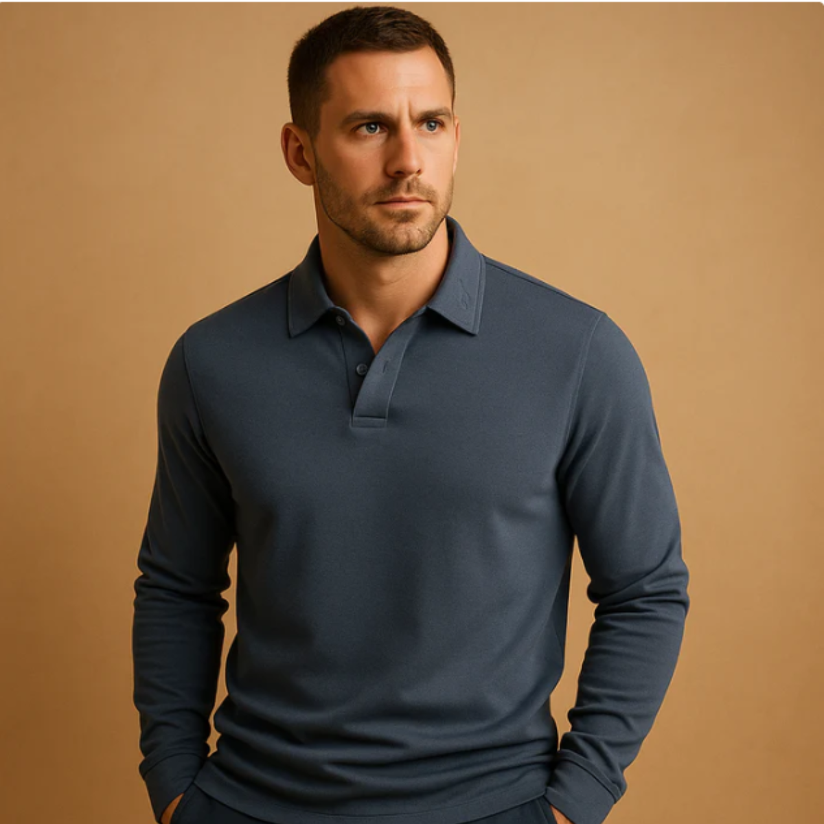 Brax | Men's Polo Shirt Navy Long Sleeve Cotton Casual