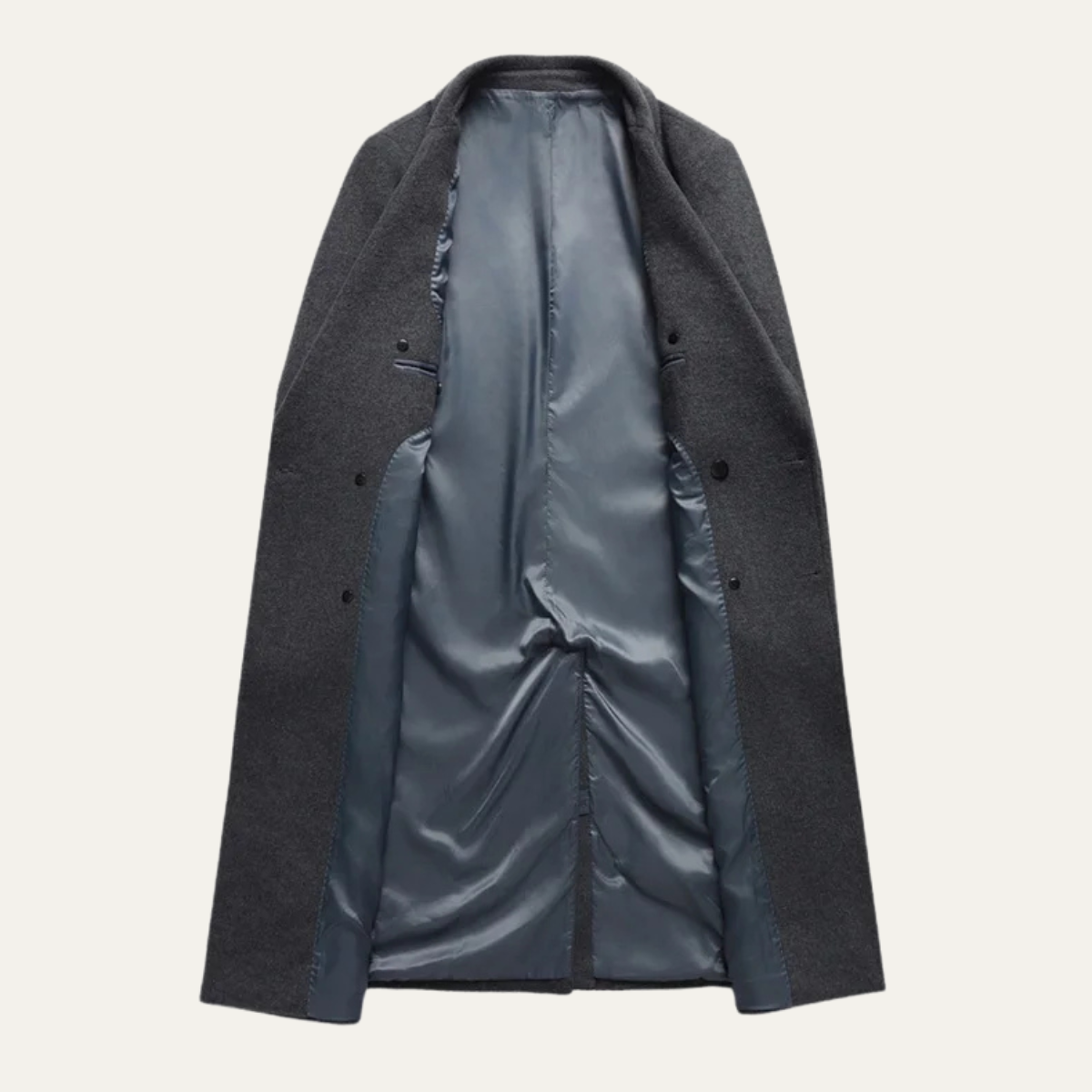 Bram | Men's Double Breasted Wool Coat Gray Long