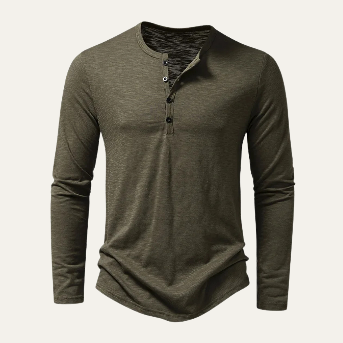 Axel | Men's Henley Shirt Black Long Sleeve Button Neck