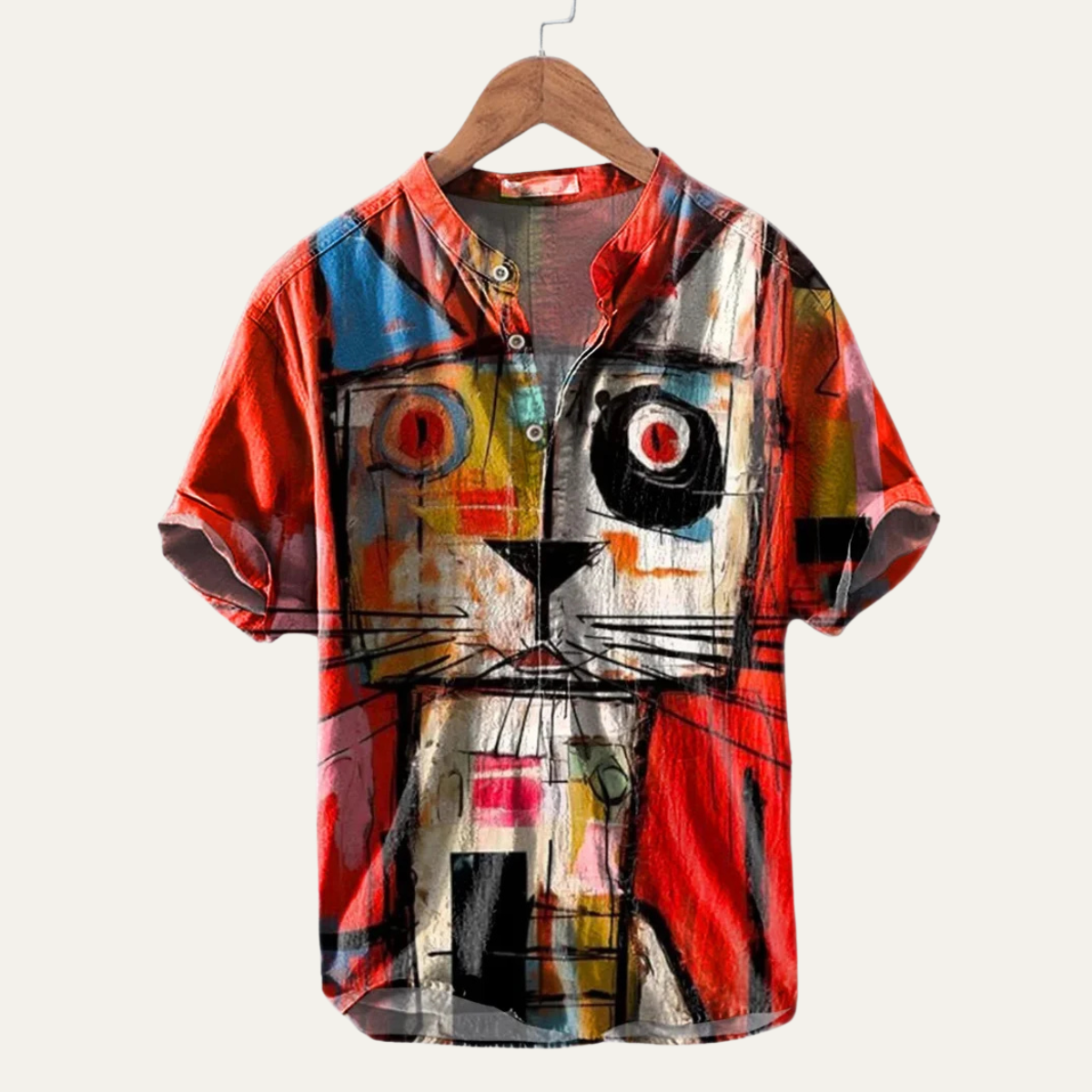 Wyatt | Men's Graphic Henley Shirt Yellow Fish Print