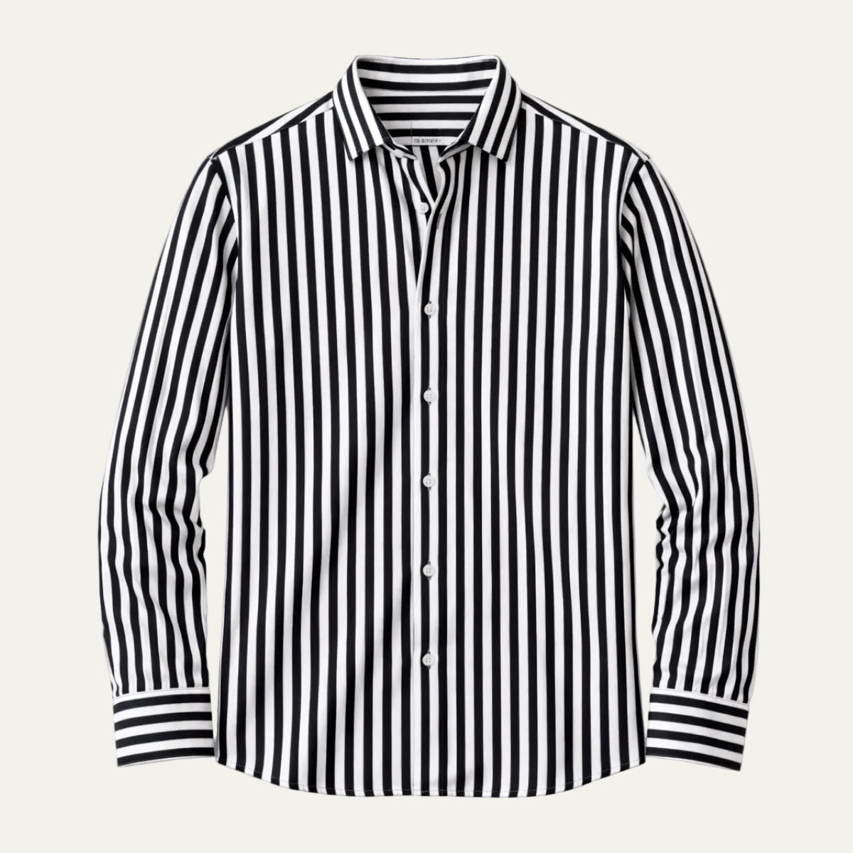 Axel | Men's Striped Button Up Shirt Black White Long Sleeve