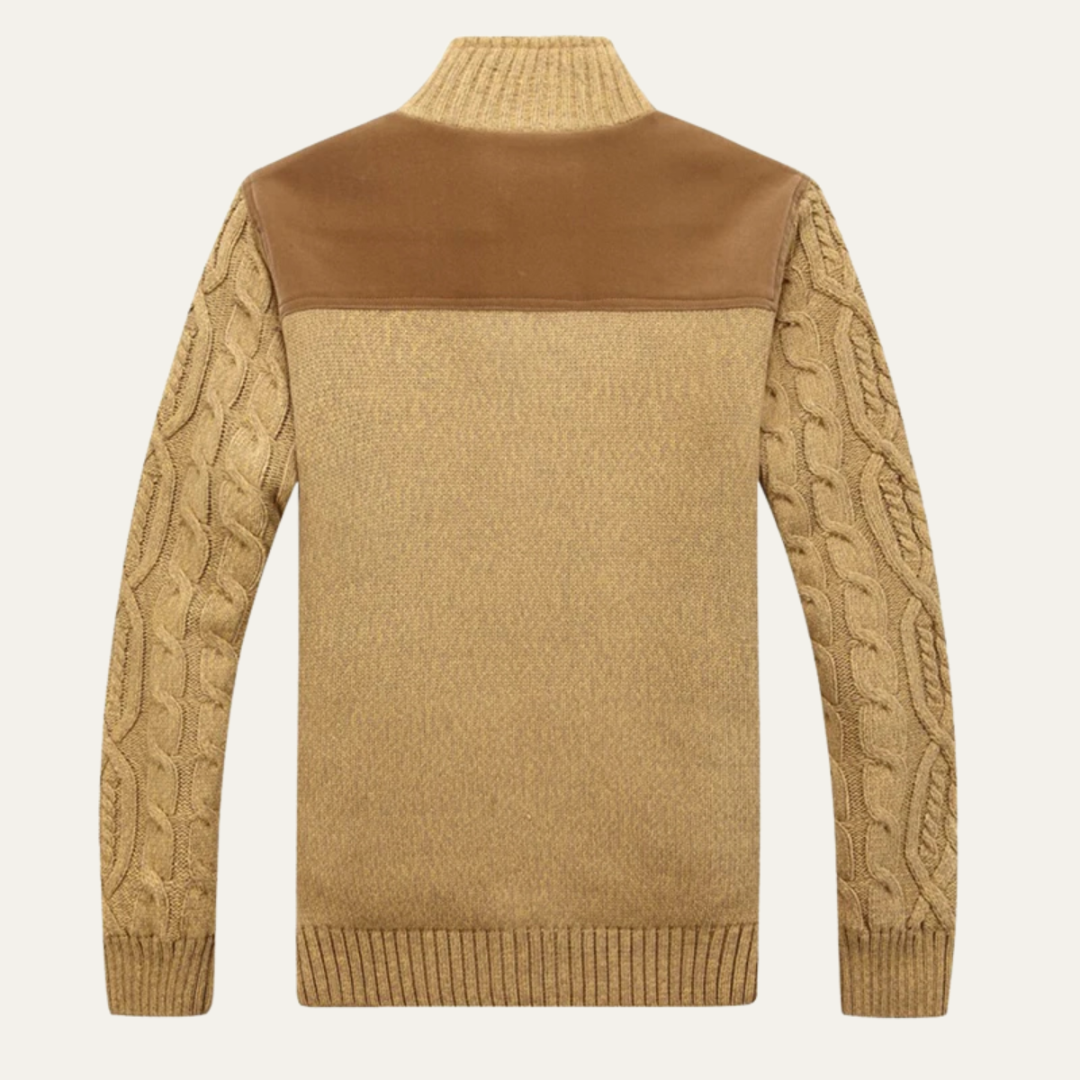 Axel | Men's Cable Knit Cardigan Cream Fleece Lined Sherpa Collar
