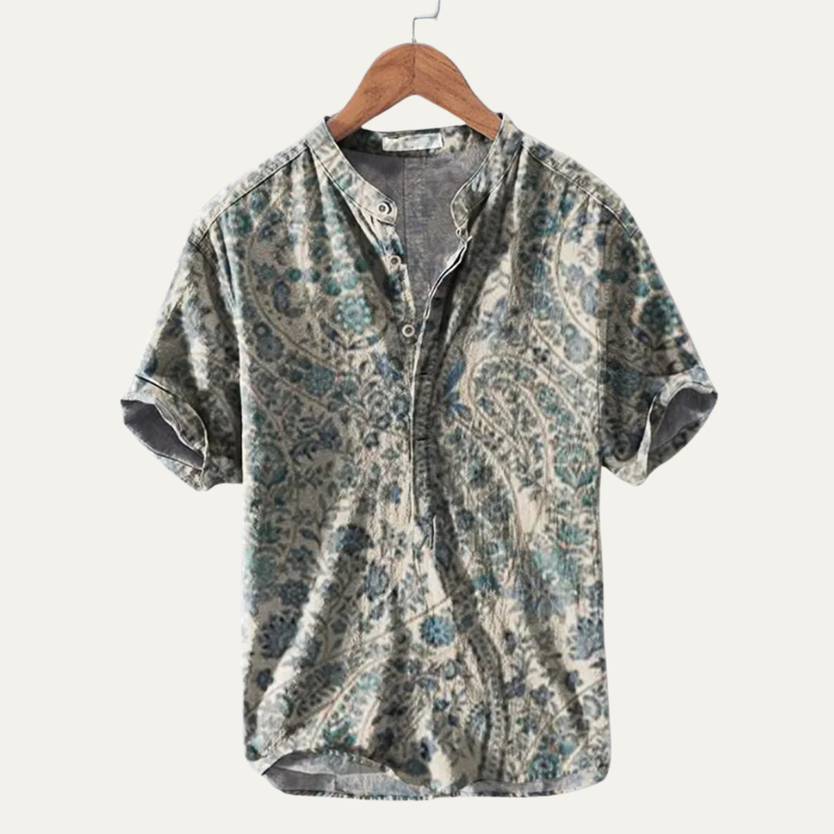 Jude | Men's Boho Hawaiian Shirt Cream Floral Print Button Up