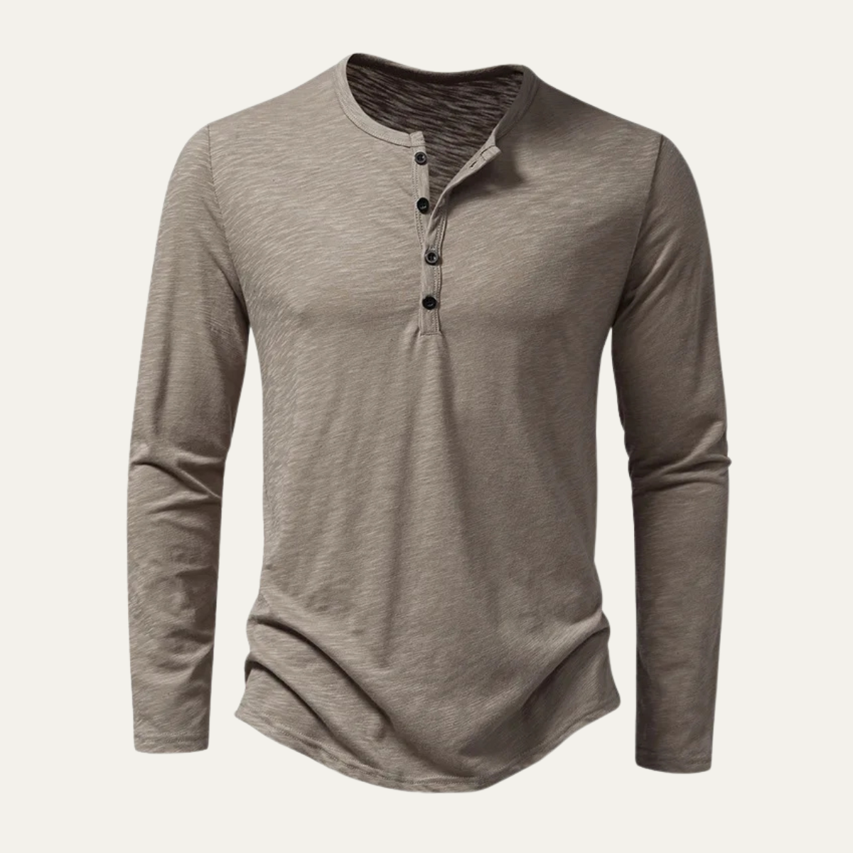 Axel | Men's Henley Shirt Black Long Sleeve Button Neck