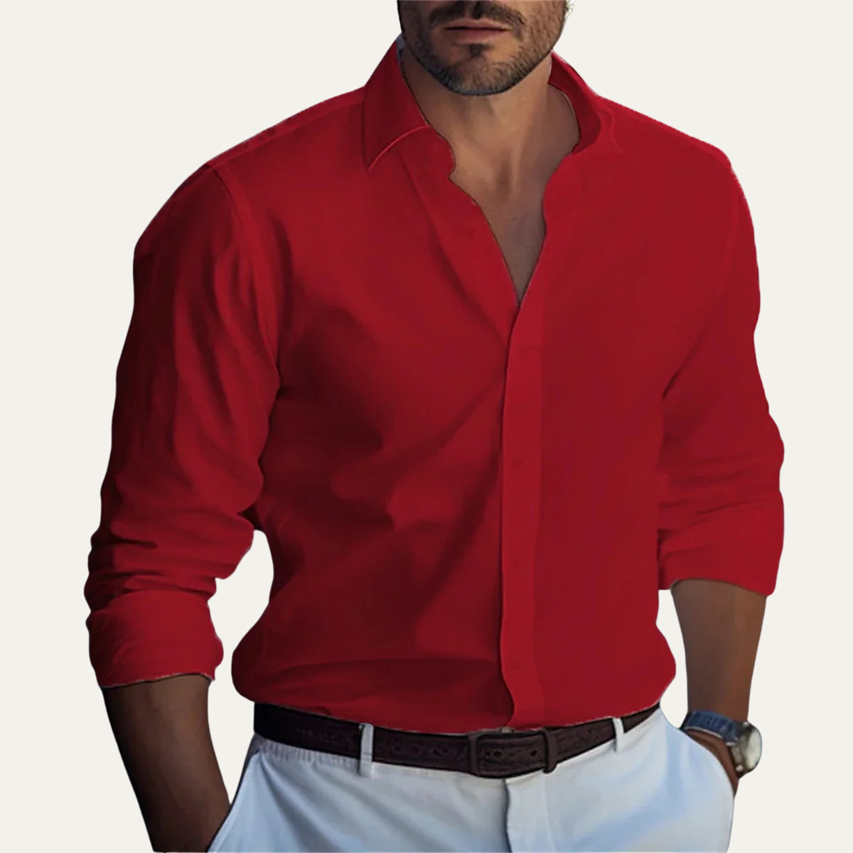 Reid | Men's Button Up Shirt Navy Long Sleeve