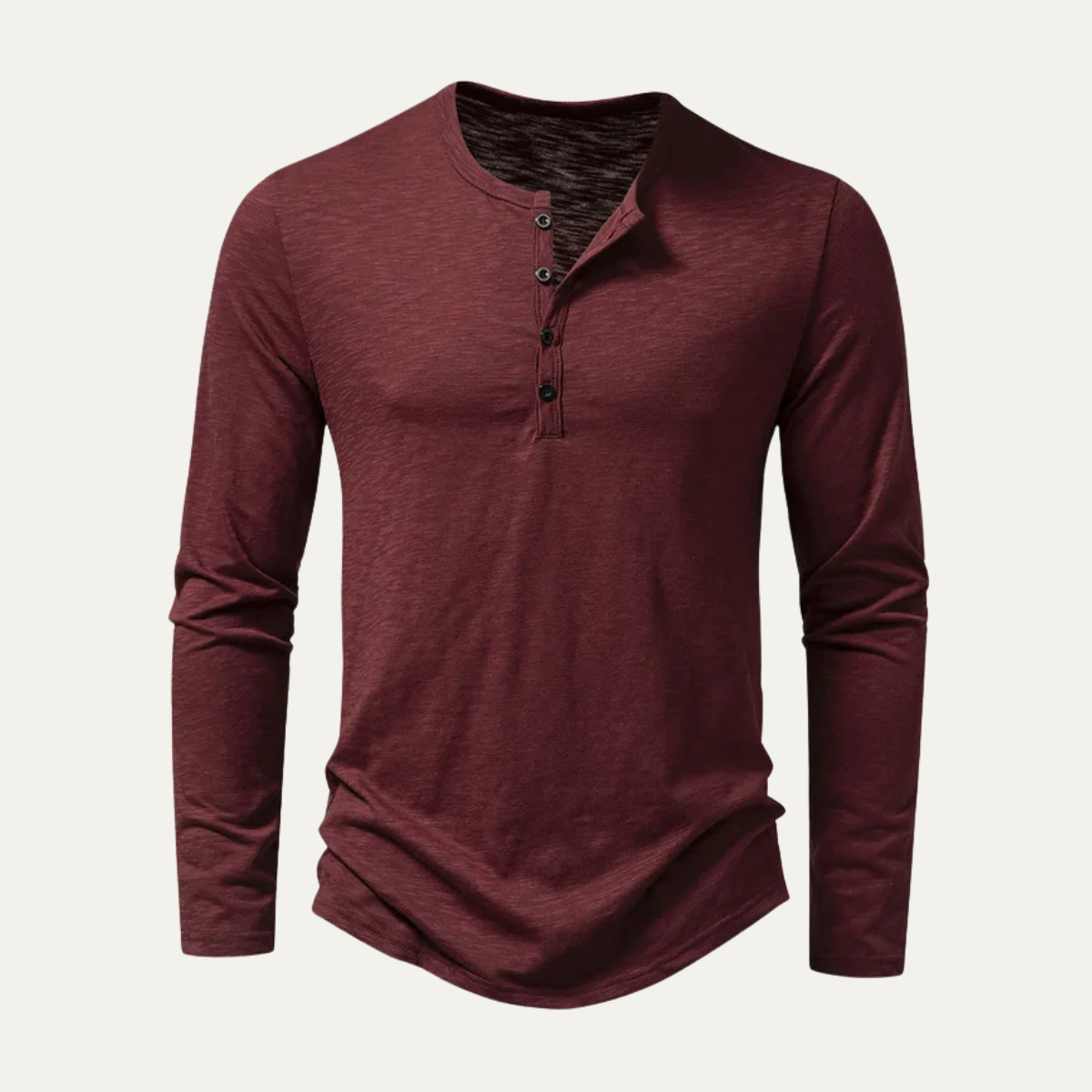 Axel | Men's Henley Shirt Black Long Sleeve Button Neck