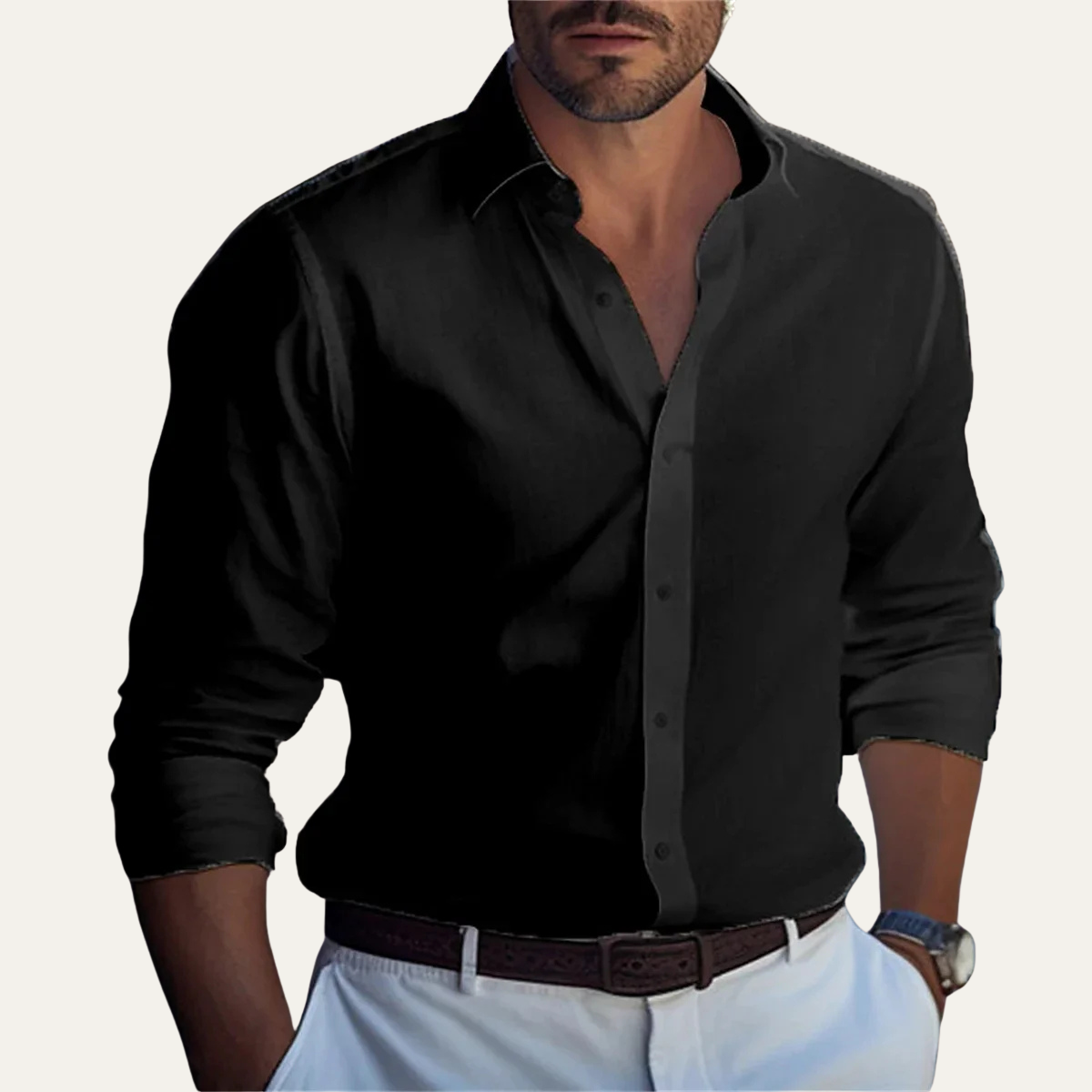 Reid | Men's Button Up Shirt Navy Long Sleeve