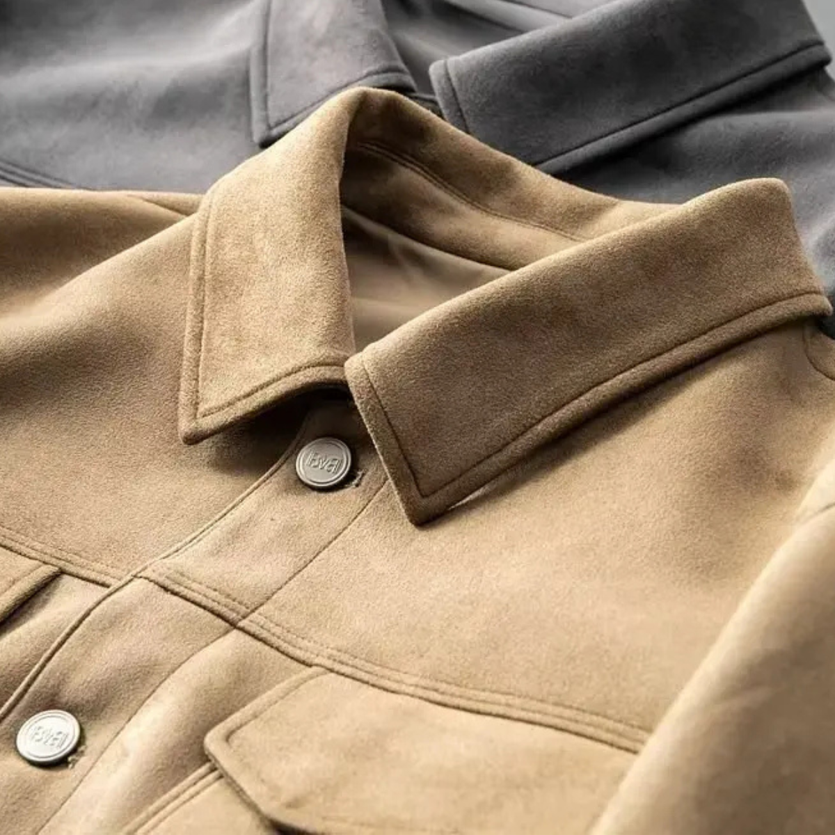 Beau | Men's Suede Trucker Jacket Beige