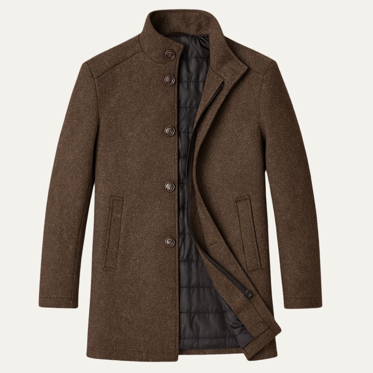 Hugo | Men's Wool Overcoat Brown Button Up