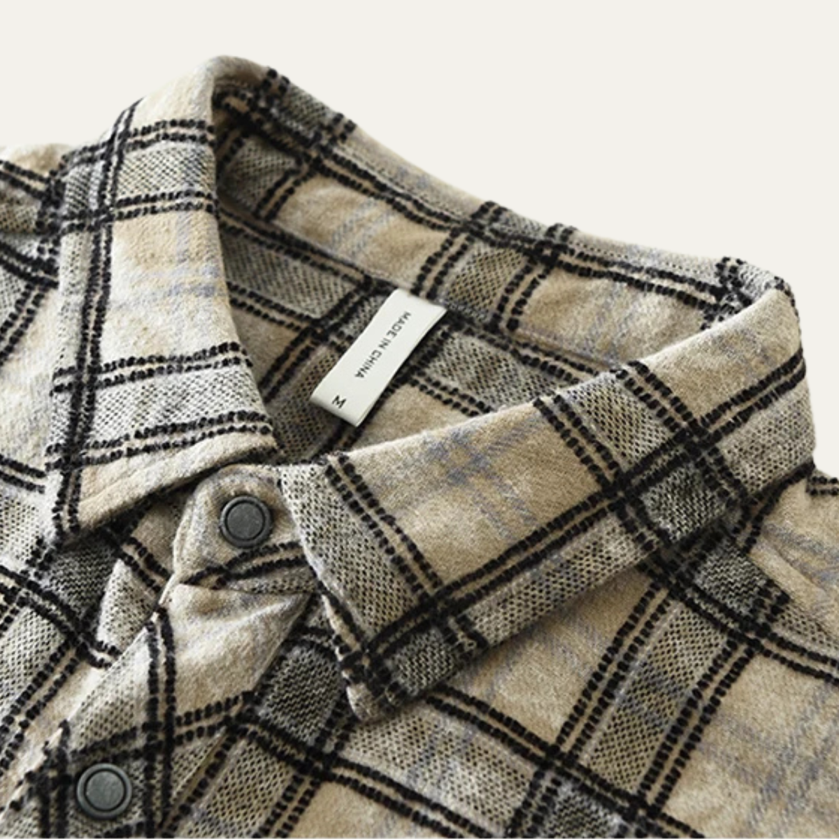 Ash | Men's Vintage Plaid Flannel Shirt Cream Black
