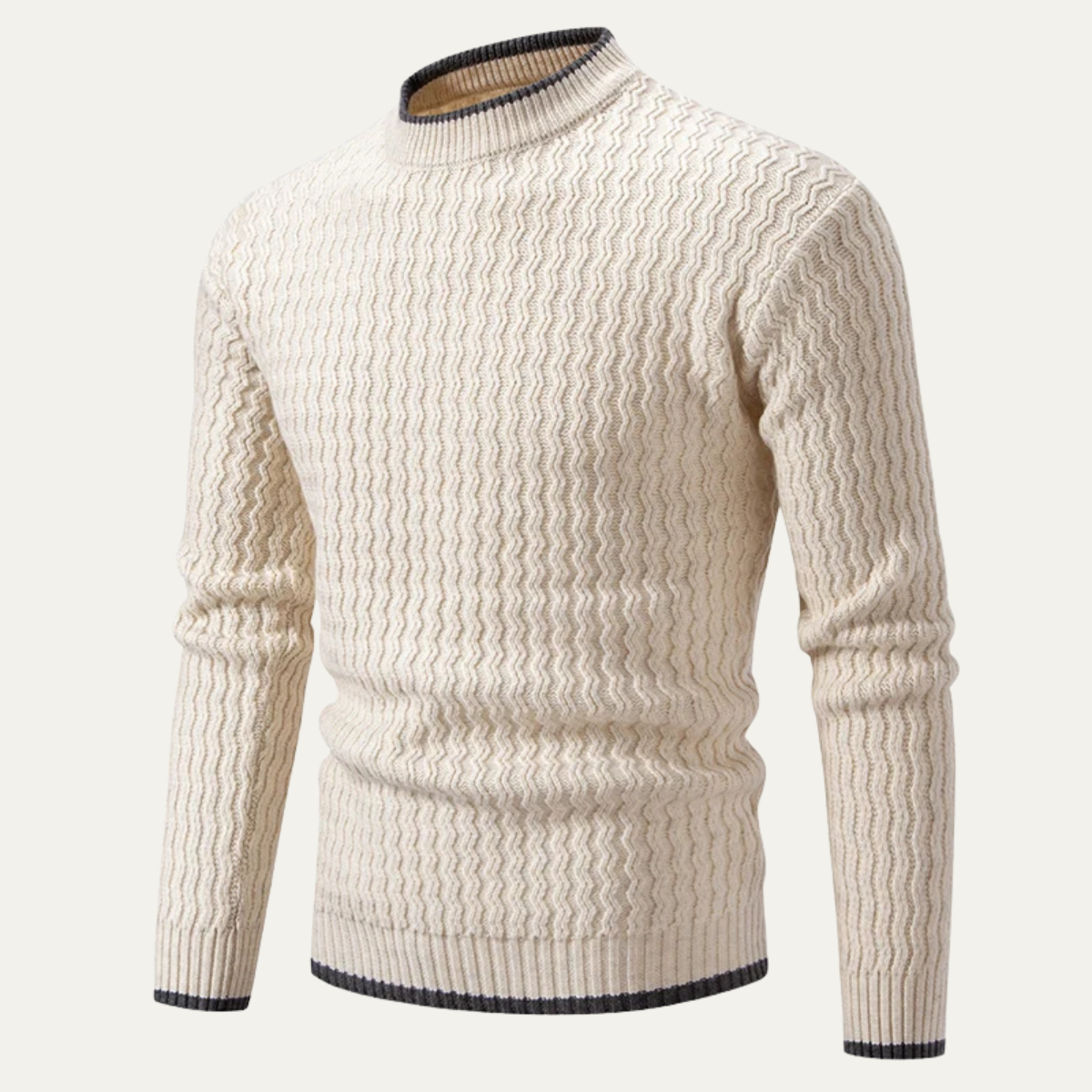 Callum | Men's Crew Neck Sweater Gray Textured Knit