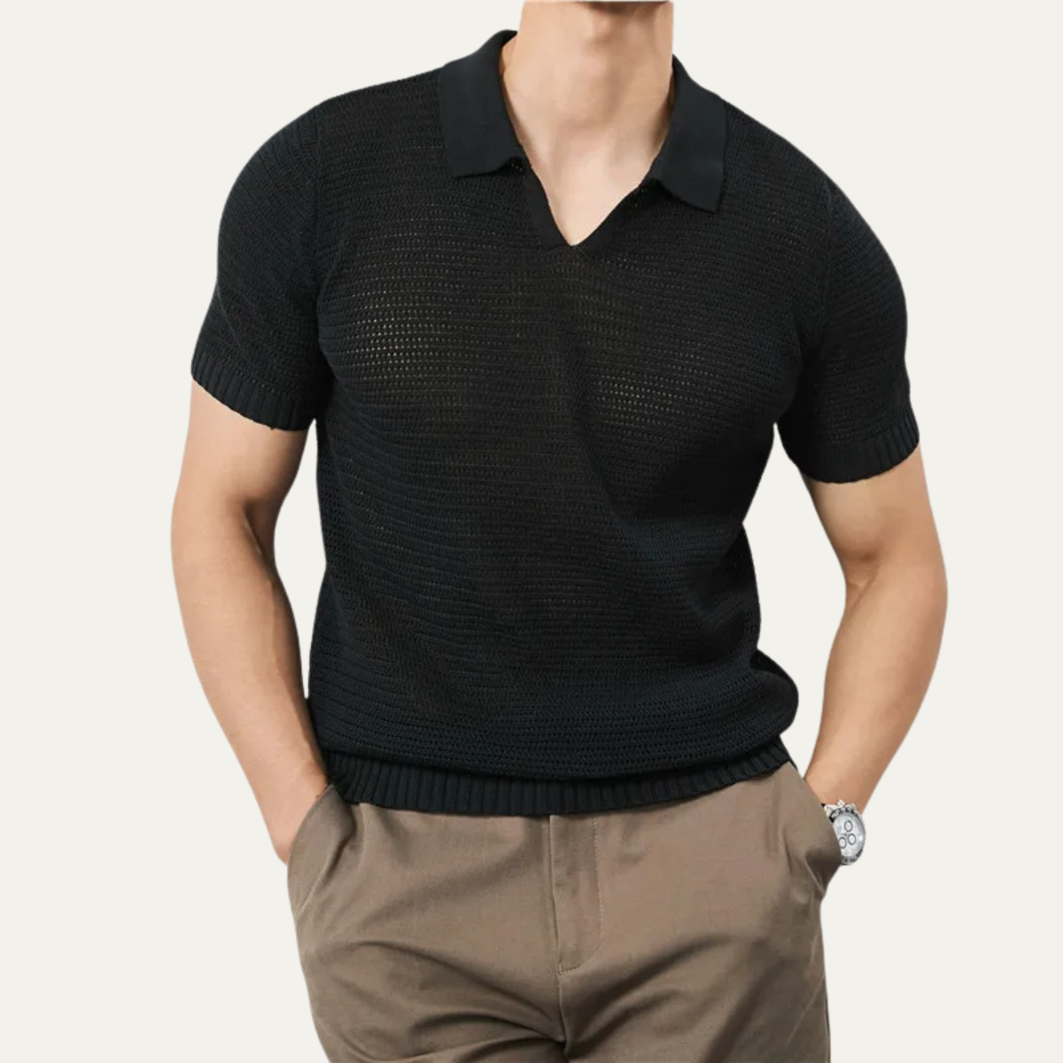 Jasper | Men's Short Sleeve V Neck Sweater Rust