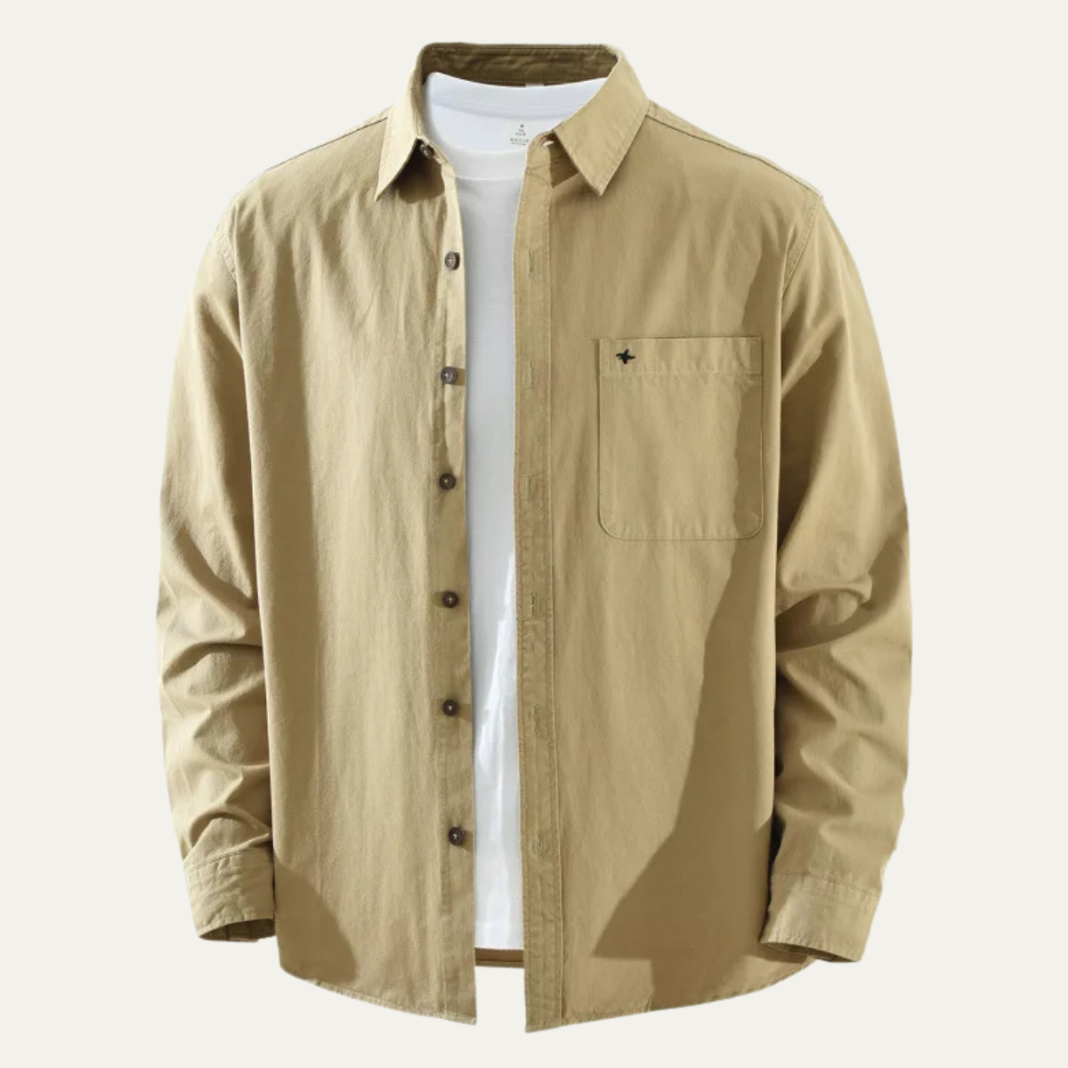 Jude | Men's Casual Button Up Shirt Khaki Long Sleeve