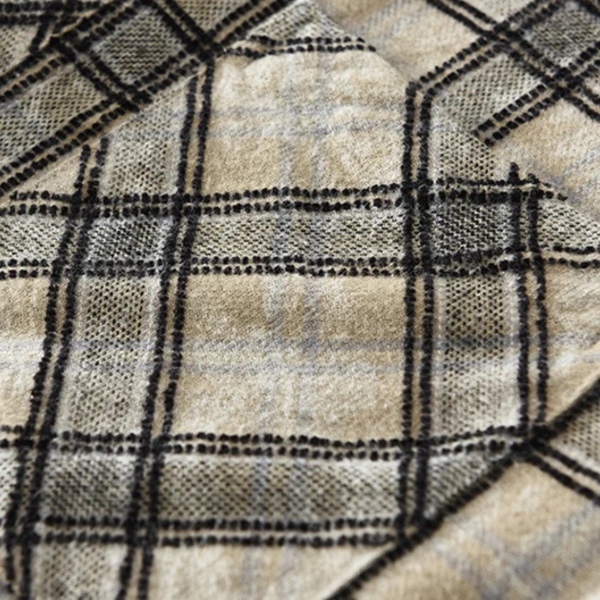 Ash | Men's Vintage Plaid Flannel Shirt Cream Black