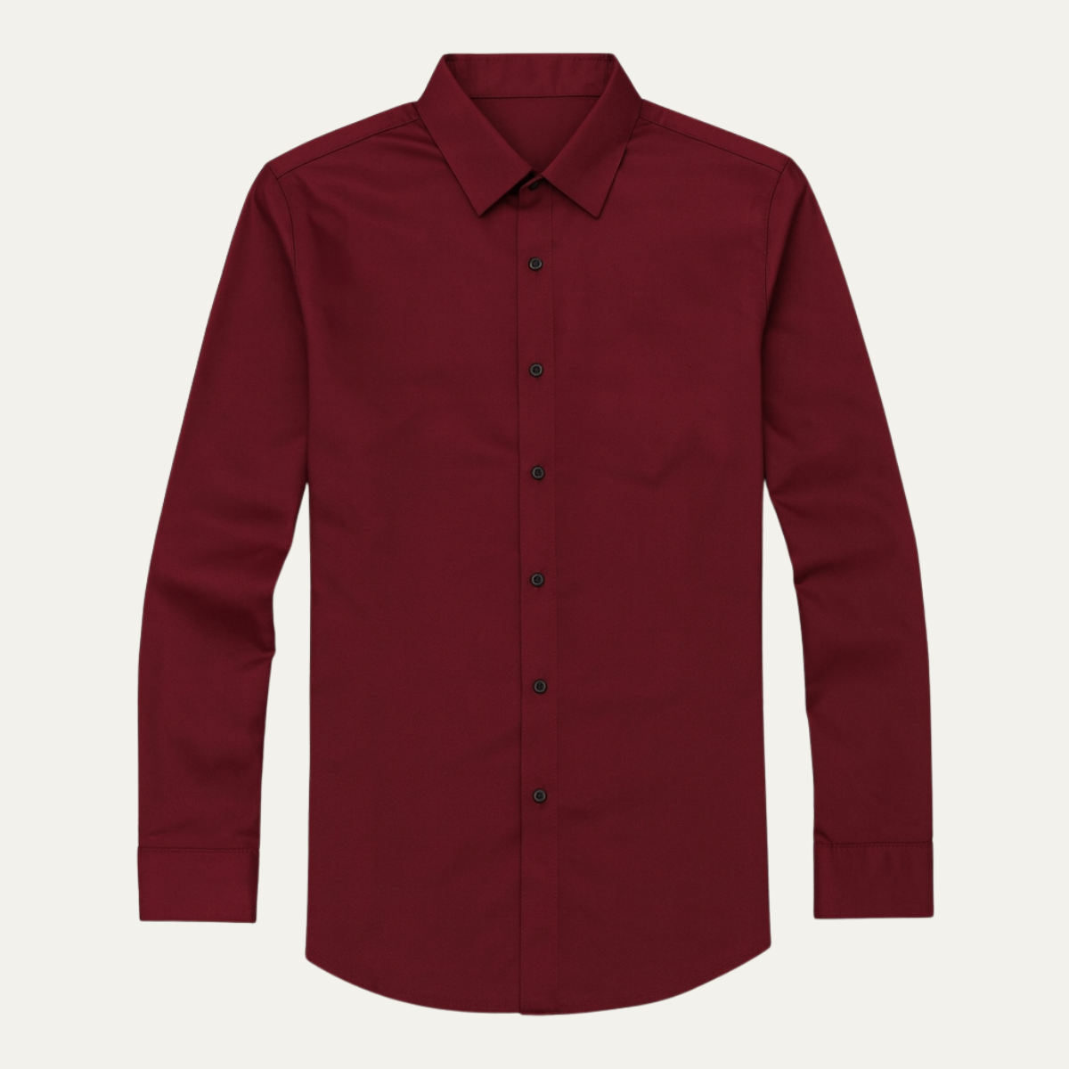 Rhys | Men's Slim Fit Button Up Shirt Burgundy Long Sleeve