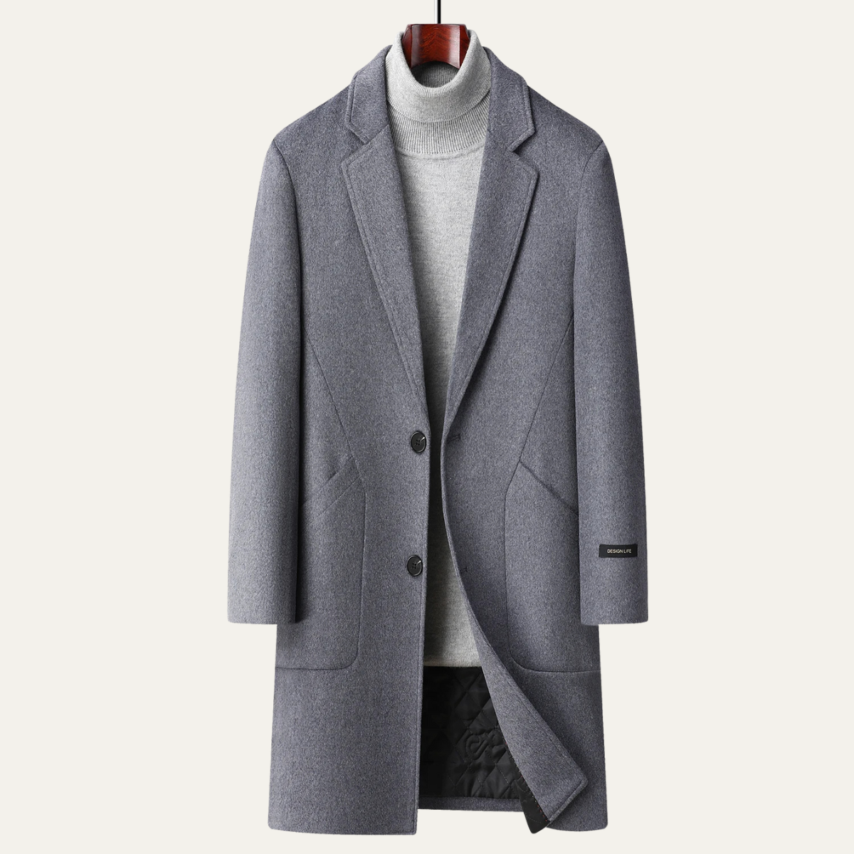 Axel | Men's Smart Casual Wool Overcoat Gray Long