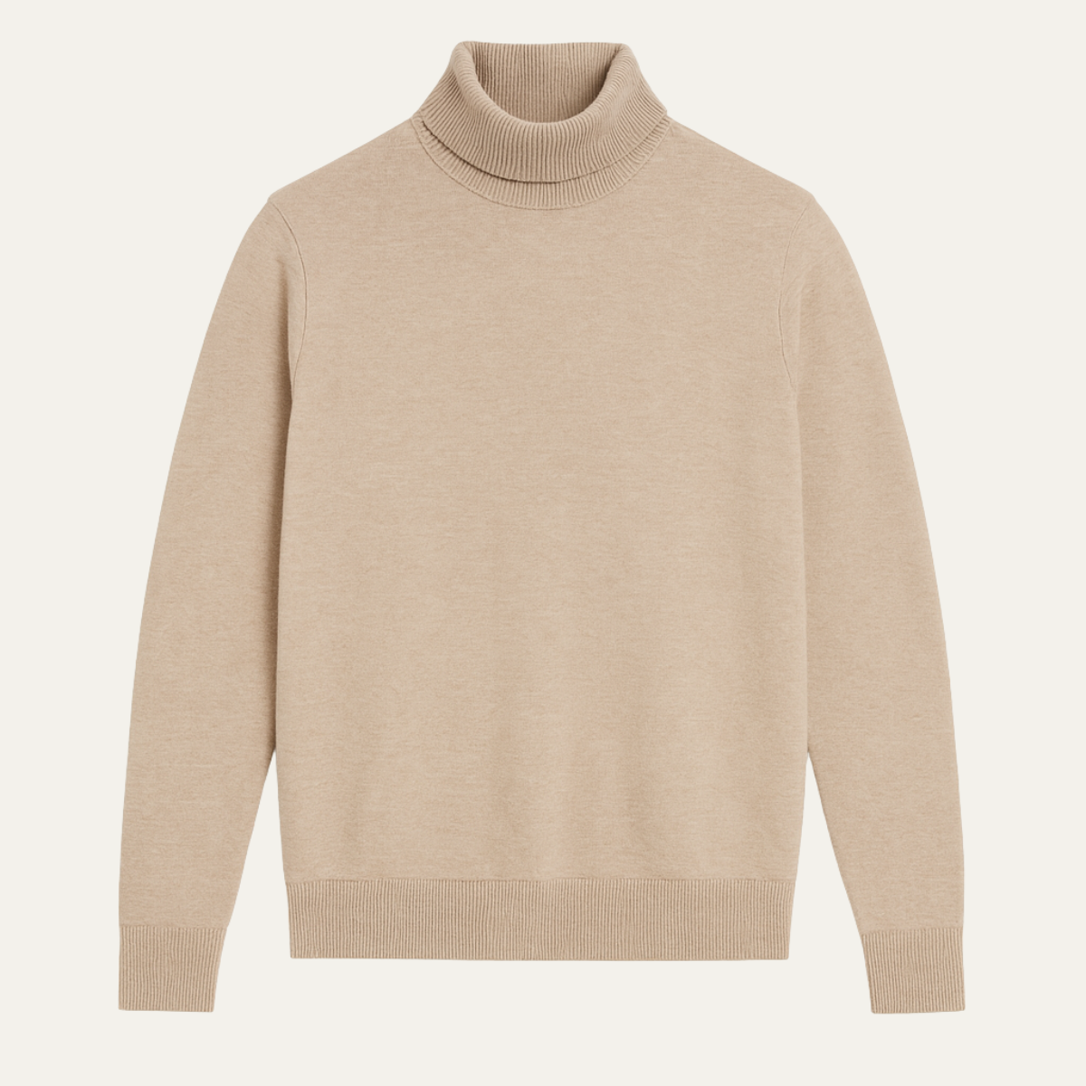 Beau | Men's Turtleneck Sweater Cream Long Sleeve Knit