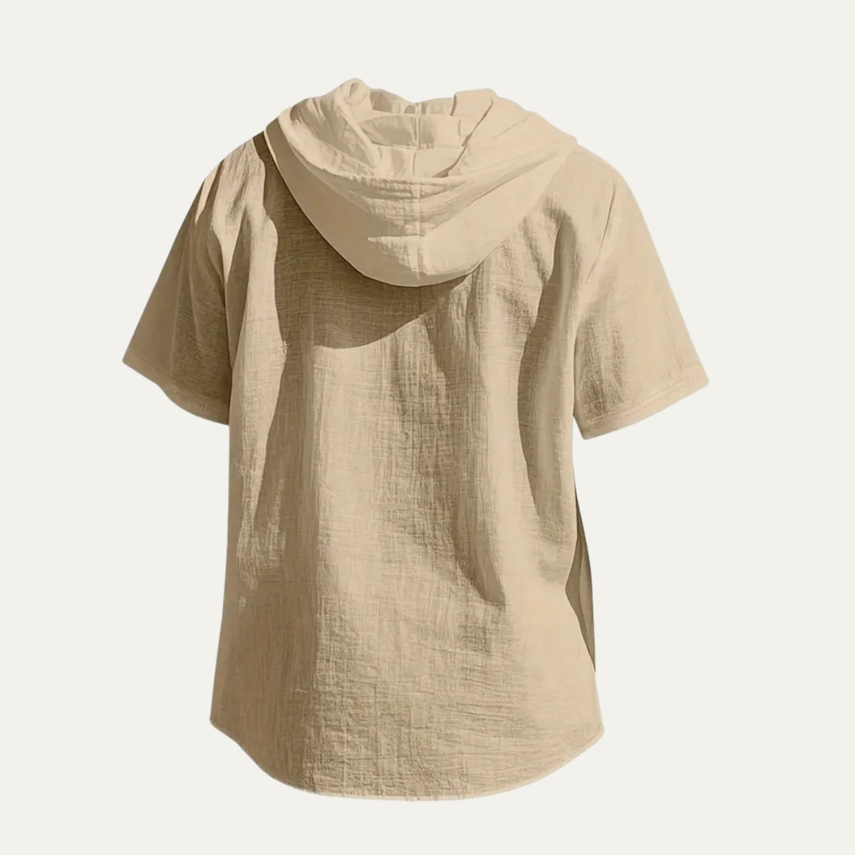 Ash | Men's Casual Hooded Linen Shirt Cream Short Sleeve