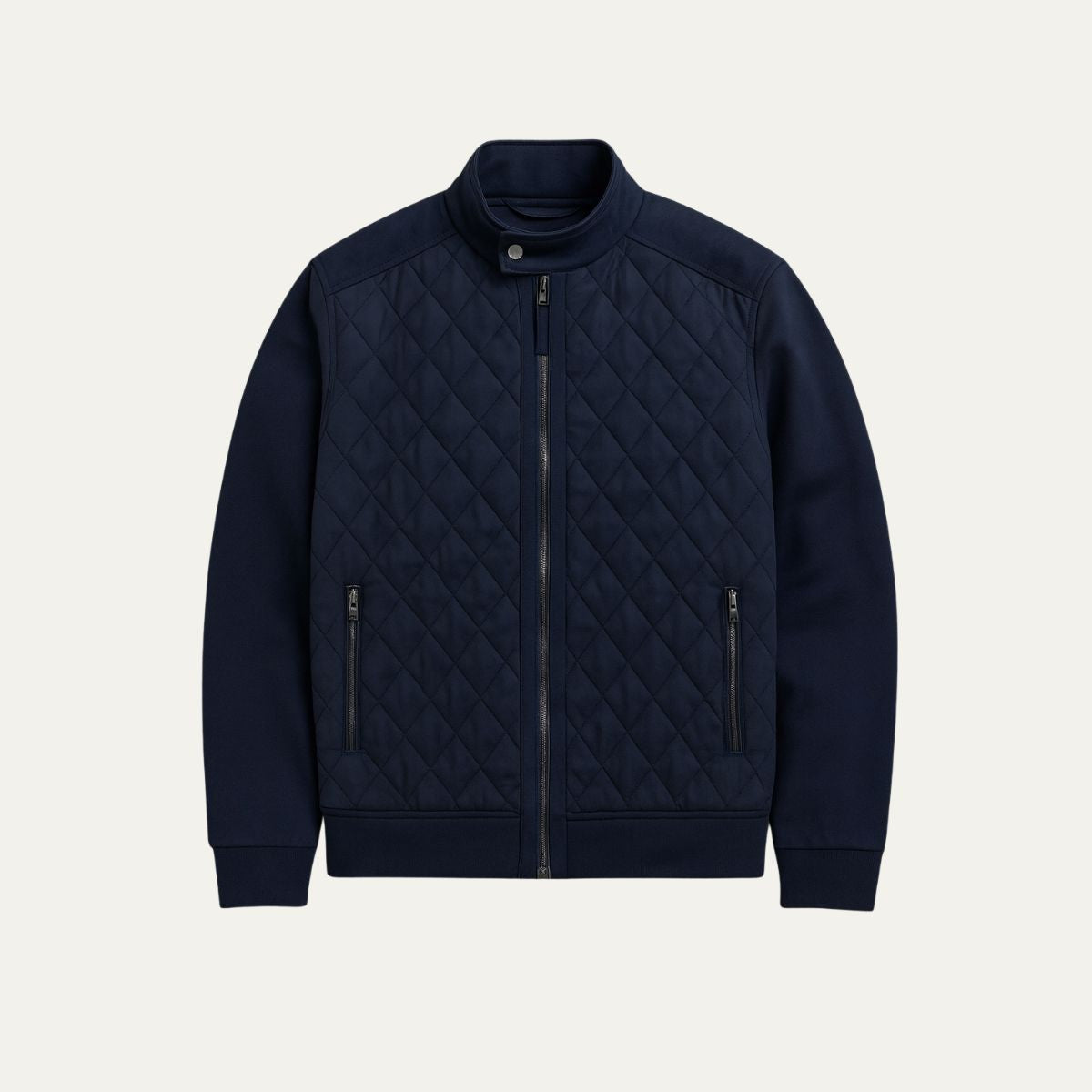 Beau | Men's Quilted Jacket Navy Blue Lightweight Zip Up