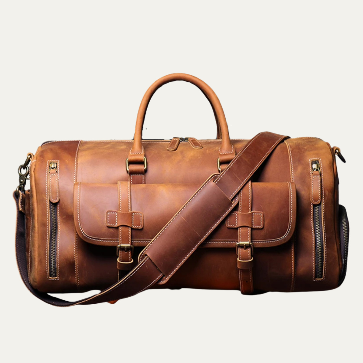 Mougins Men's Genuine Leather Travel Duffle Bag