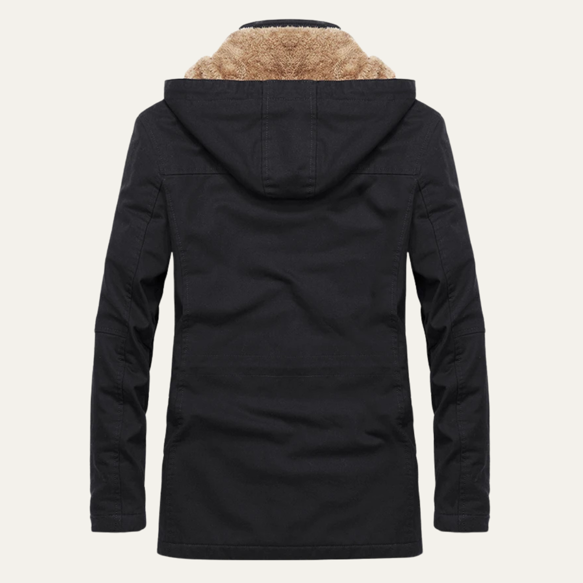 Jude | Men's Military Hooded Parka Black Sherpa Lined
