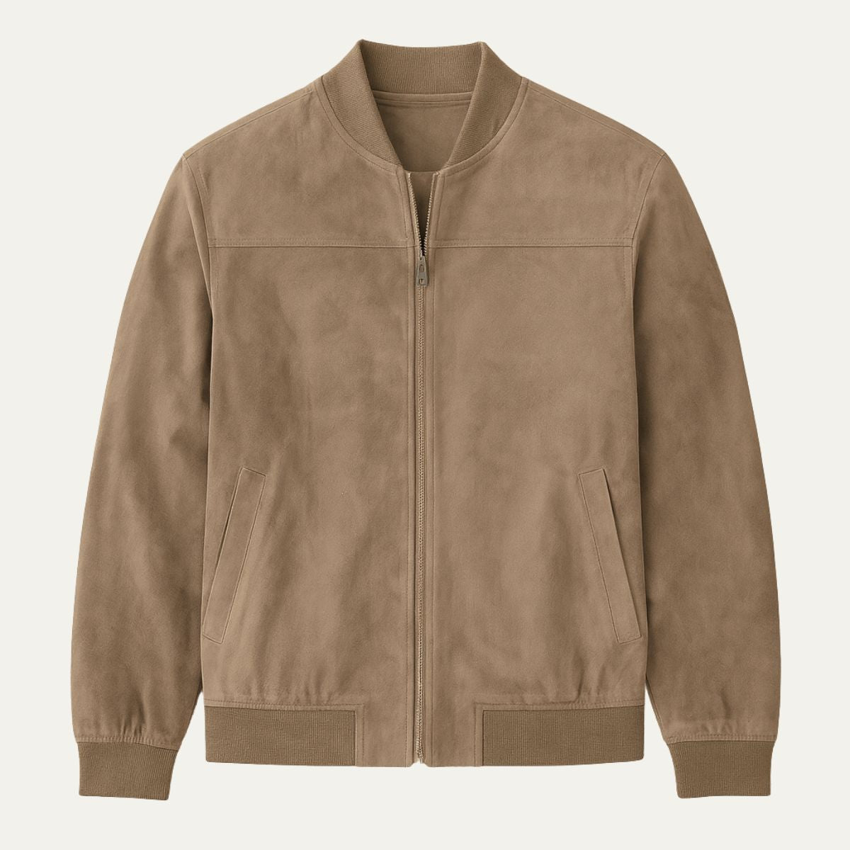 Marco | Men's Casual Suede Bomber Jacket Beige