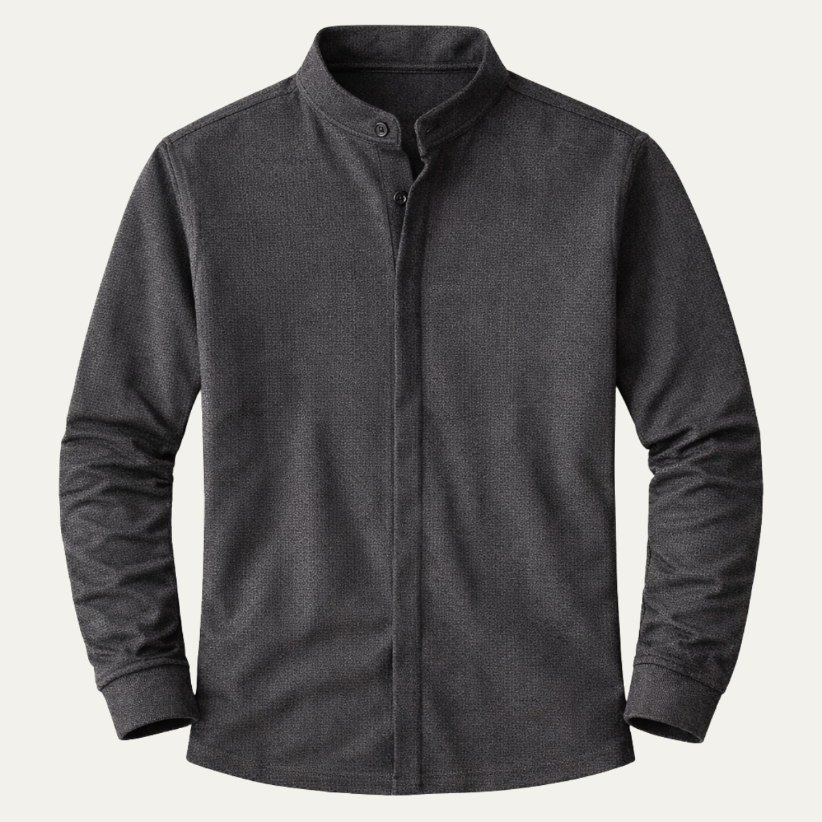 Beau | Men's Casual Ribbed Knit Shirt Gray Long Sleeve